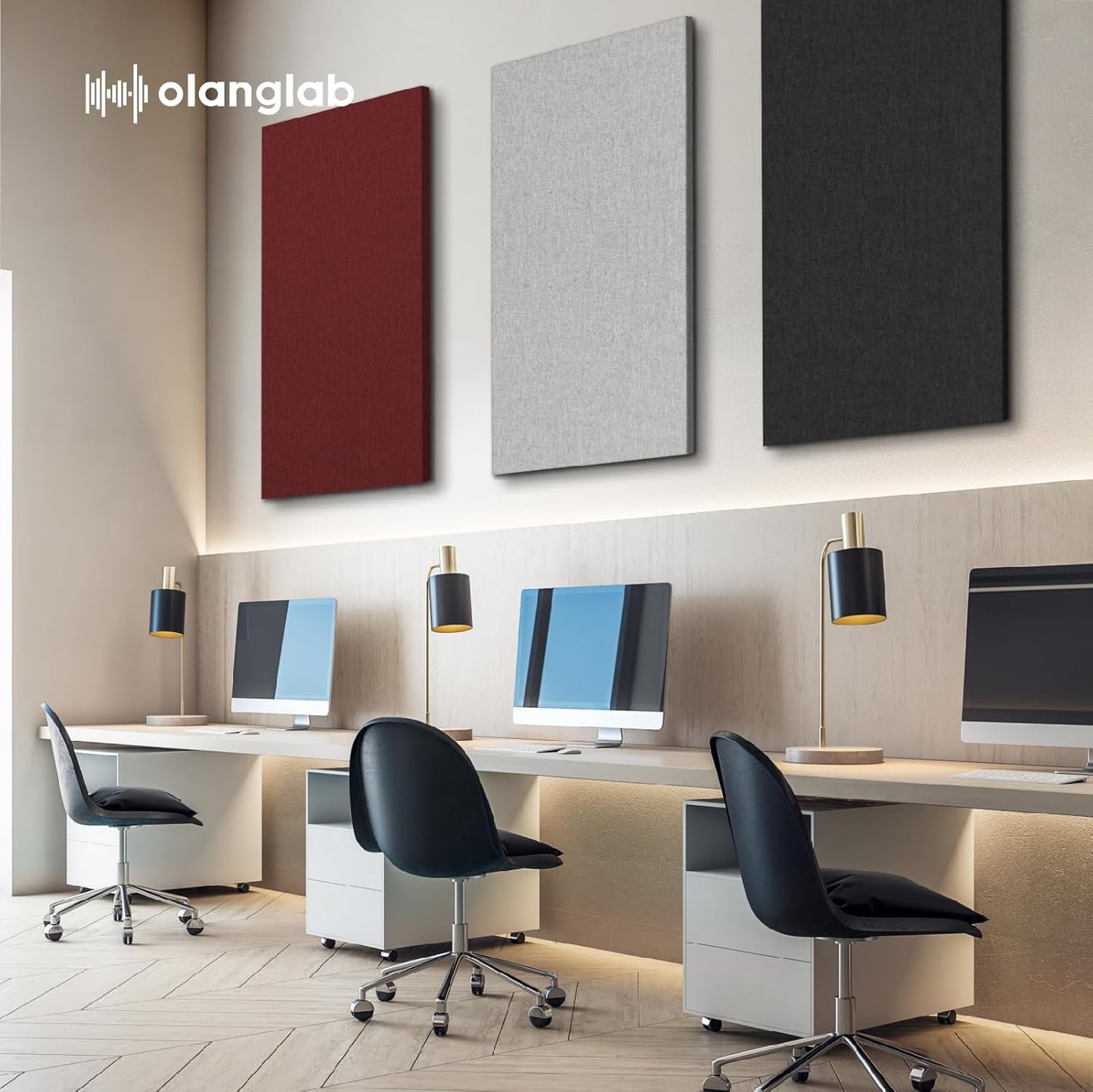 Olanglab Acoustic Panels 2 Pack, 48''x24'' Large Sound Panels, Fabric Wrapped Sound Proof Foam Panels for Walls, Sound Absorbing Panels for Recording Studio Acoustical Treatments (Light Gray)