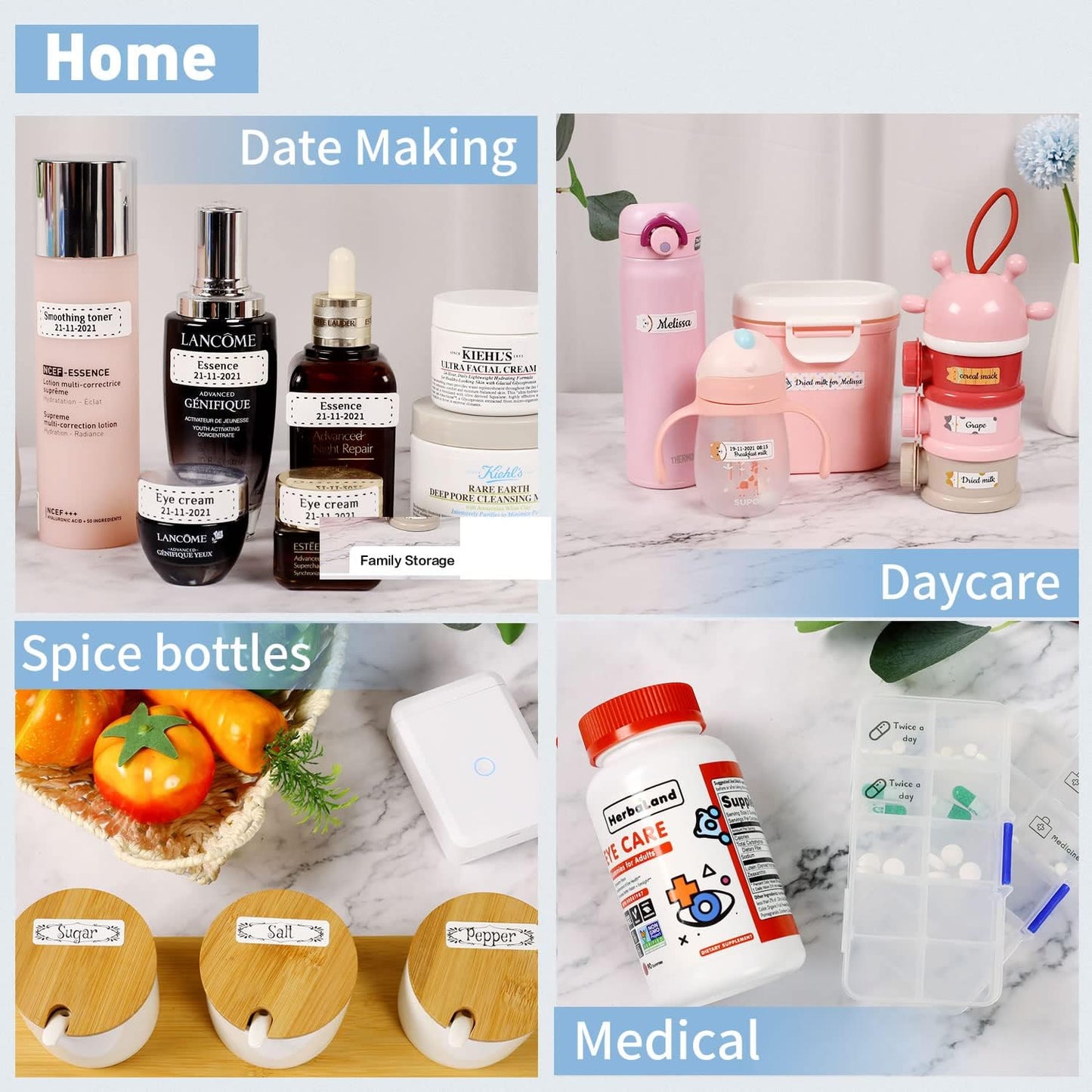 LMASBLTER D110M Label Maker Machine with Tape Portable Bluetooth Sticker Label Printer with Different Fonts Easy to Use Ideal for Home Office Organization Small Business Supplies USB Rechargeable