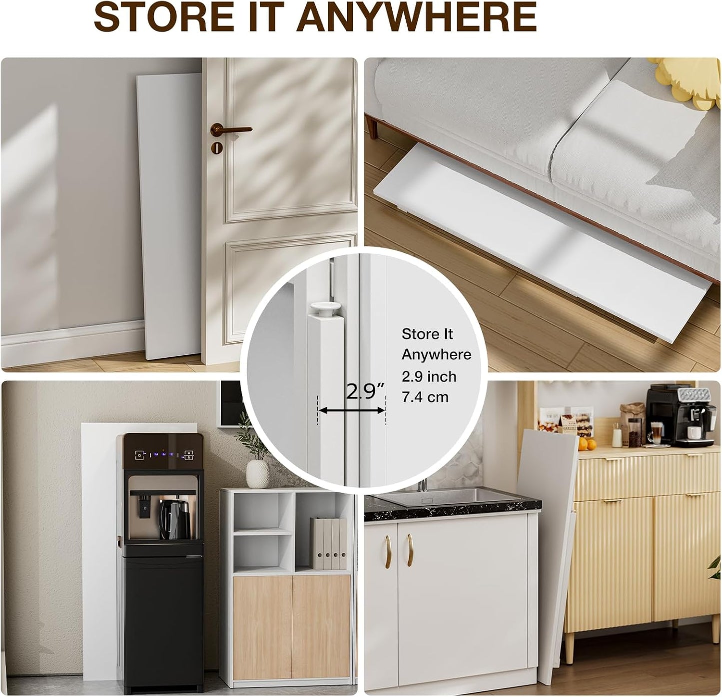 TEMI Small Computer Desk Folding Table - 43.3" Foldable Office Desk, No Assembly, Perfect for Small Spaces in Bedroom, Dorm, or Apartment, Portable Mini Desk or Study Table with Compact Design, White