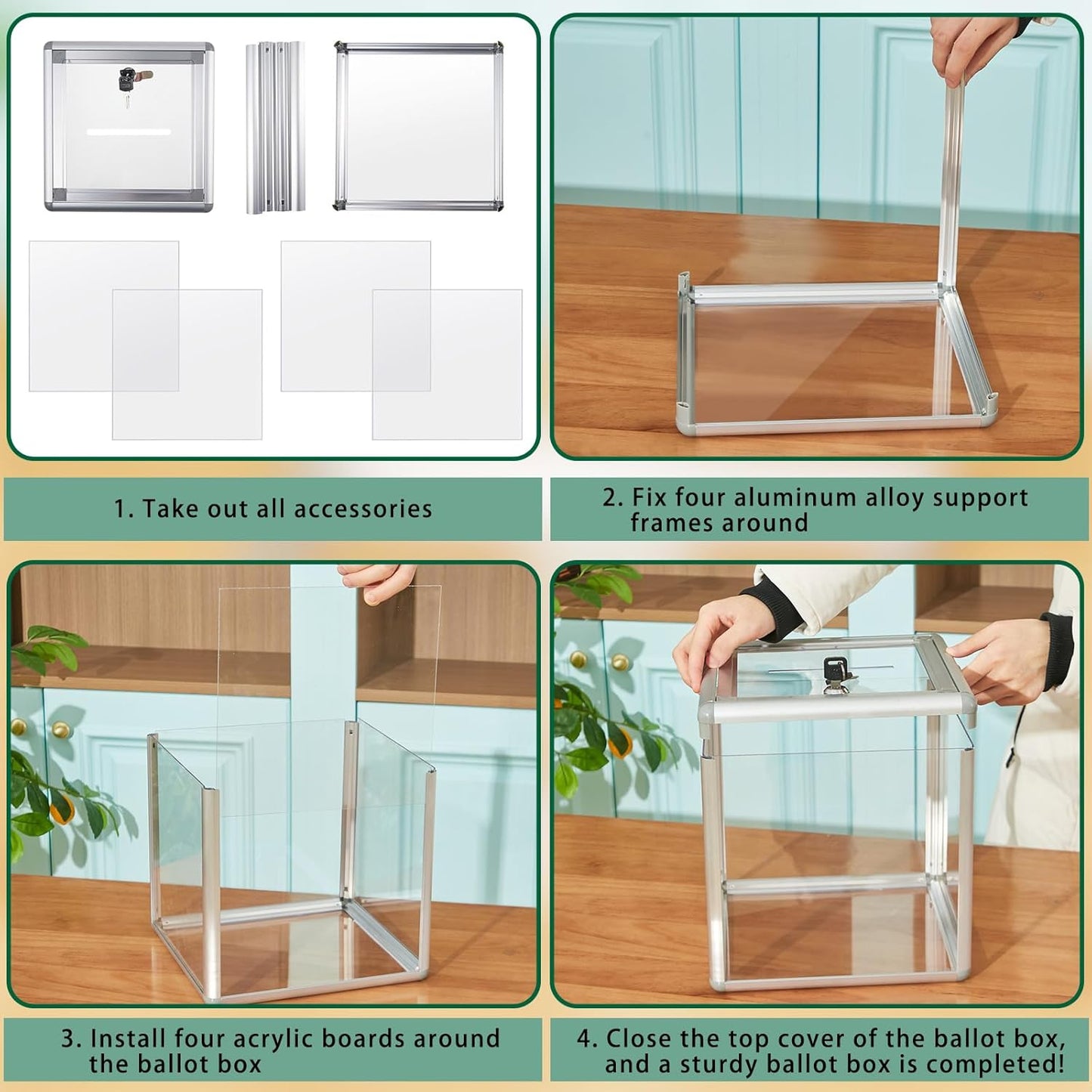 Acrylic Donation Raffle Box with Slot & Lock, Large Clear Ballot Offering Suggestion Ticket Holder for Fundraising Drawing Storage Container Tip Jar Voting Charity(12 x 12 x 12 In,Clear)