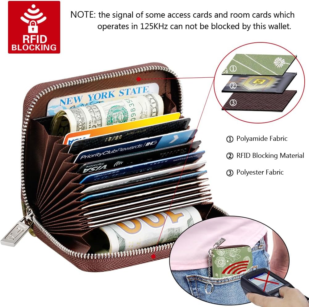FurArt Zipper Wallet Women, RFID Blocking Credit Card Wallet, Business Card Holder, Compact Size KeyChain Wallet