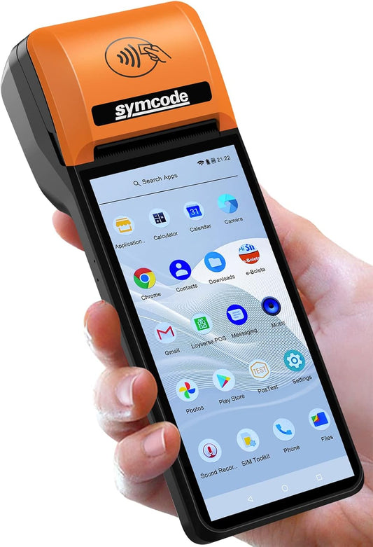 symcode New POS PDA Thermal Receipt Printer 5.99" High Resolution and Clear Touch Screen Handheld PDA Printer Mobile POS Machine Terminal Printer Android 8.1 OS Built-in Google Play and NFC