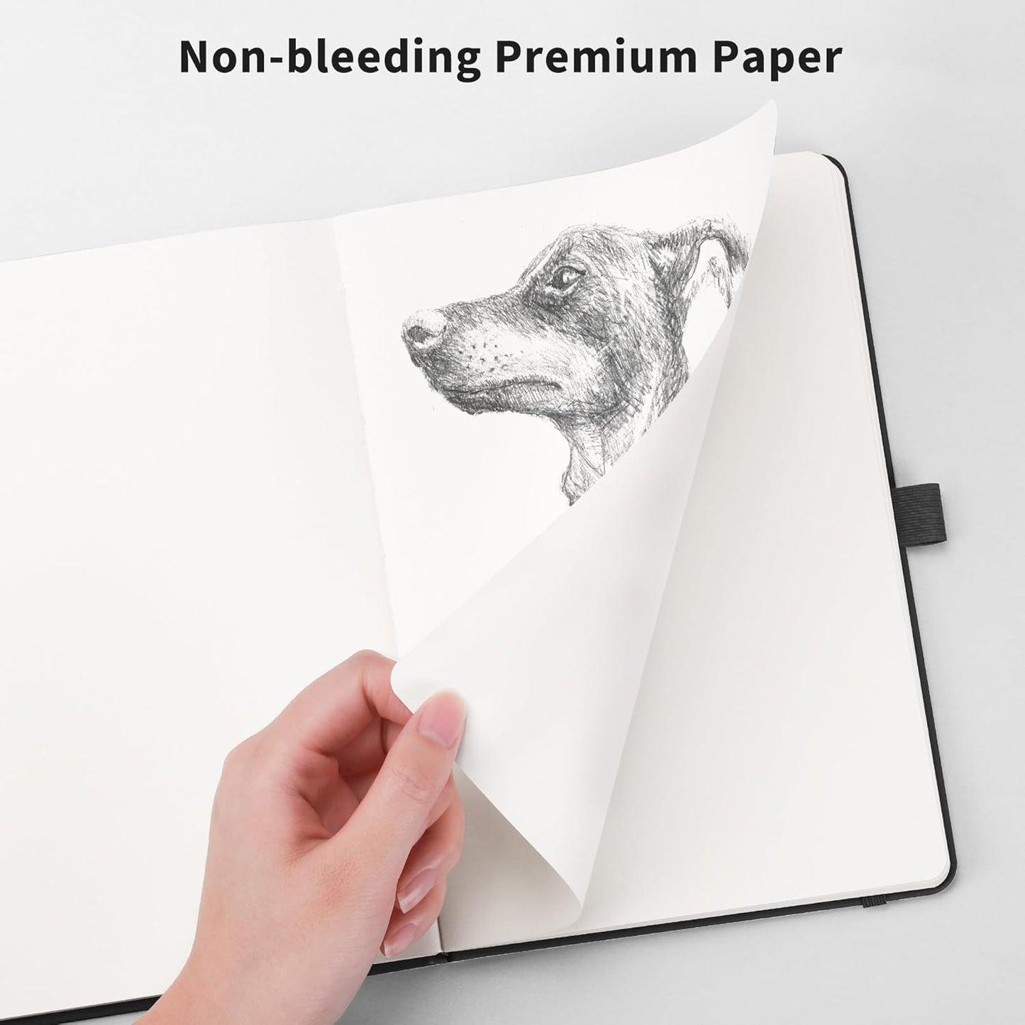 RETTACY Blank Journal Notebook, 2-Pack, 192 Pages per Pack, A5 Medium Size (5.7'' x 8.3''), Leather Hardcover, 100 GSM Thick Paper, for Sketching, Drawing, Painting (Black & Pink)