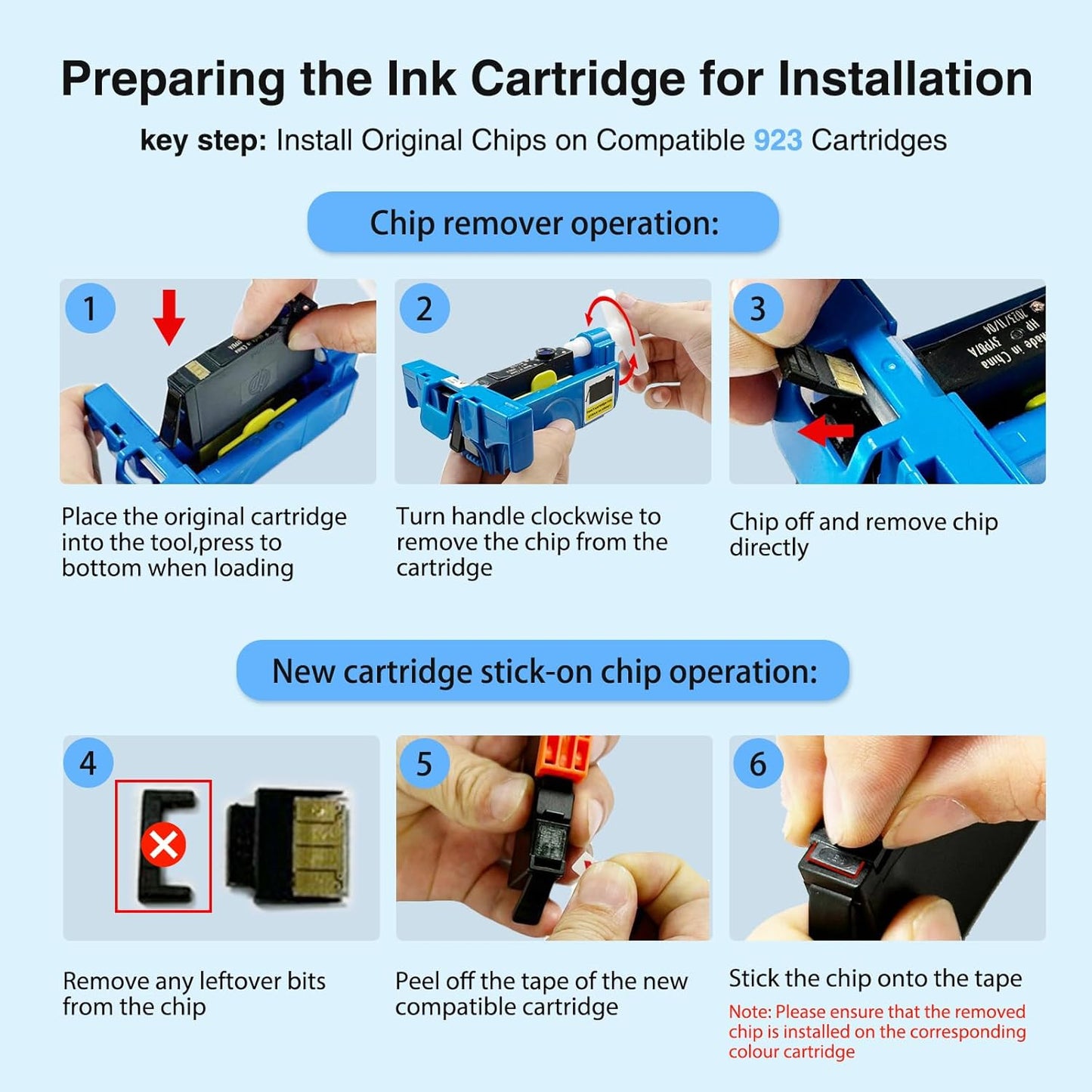 923 Ink Cartridges Combo Pack Without Chip Replacement for HP 923 Ink Cartridges for hp Printers Work for HP OfficeJet 8130e 8135e 8138e 8139e 8130 OfficeJet 8120 8122e 8123 Printer,4 Pack