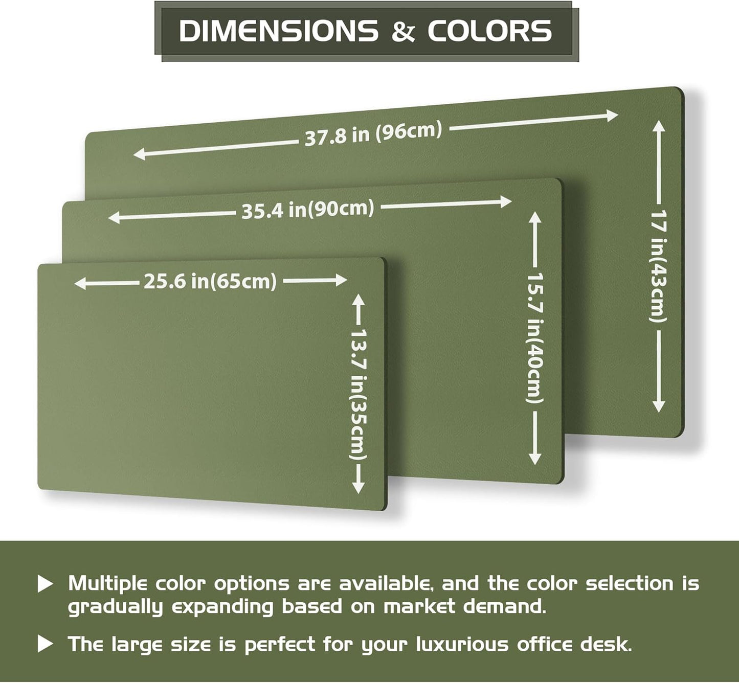 Aothia Dual-Sided Desk Mat - Natural Cork & Leather Desk Protector, Large Mouse Pad & Writing Pad for Office/Home, Olive Green (25.6"x13.7")