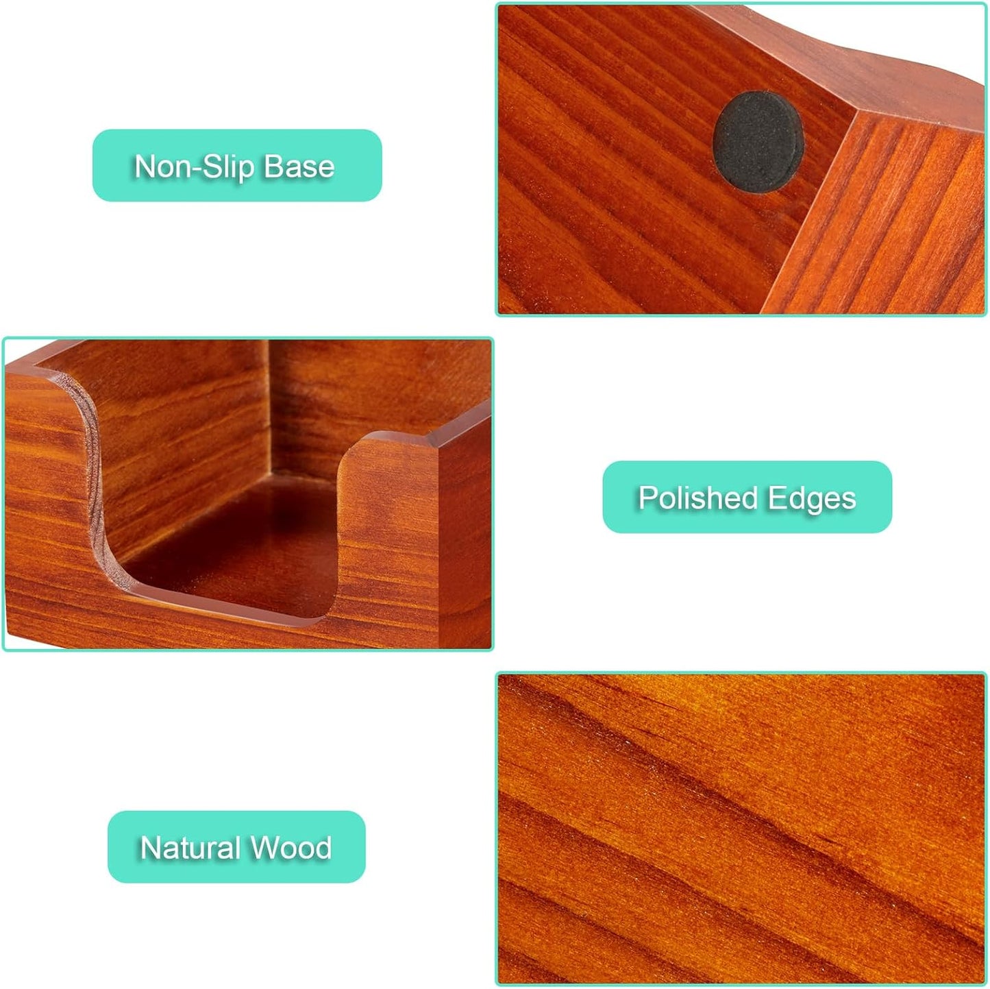 Wooden Sticky Note Holder, Post It Note Dispenser for Office Desk Accessories, Self Stick Note Pad Holder, Memo Pad Holder Dispenser Organizer for School Office Desk Supplies, Red Brown