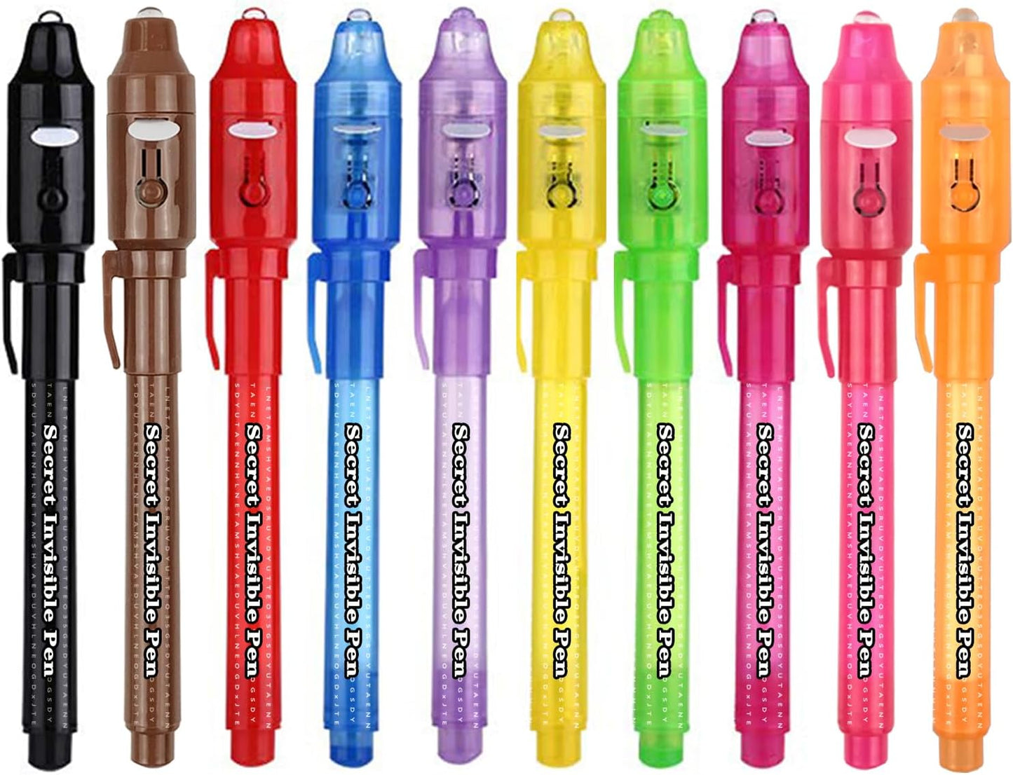 SCStyle Invisible Ink Pen 10Pcs with UV Light Magic Marker for Secret Messages, Writing Information for Birthdays, Easter, Halloween, Christmas Gifts for Students