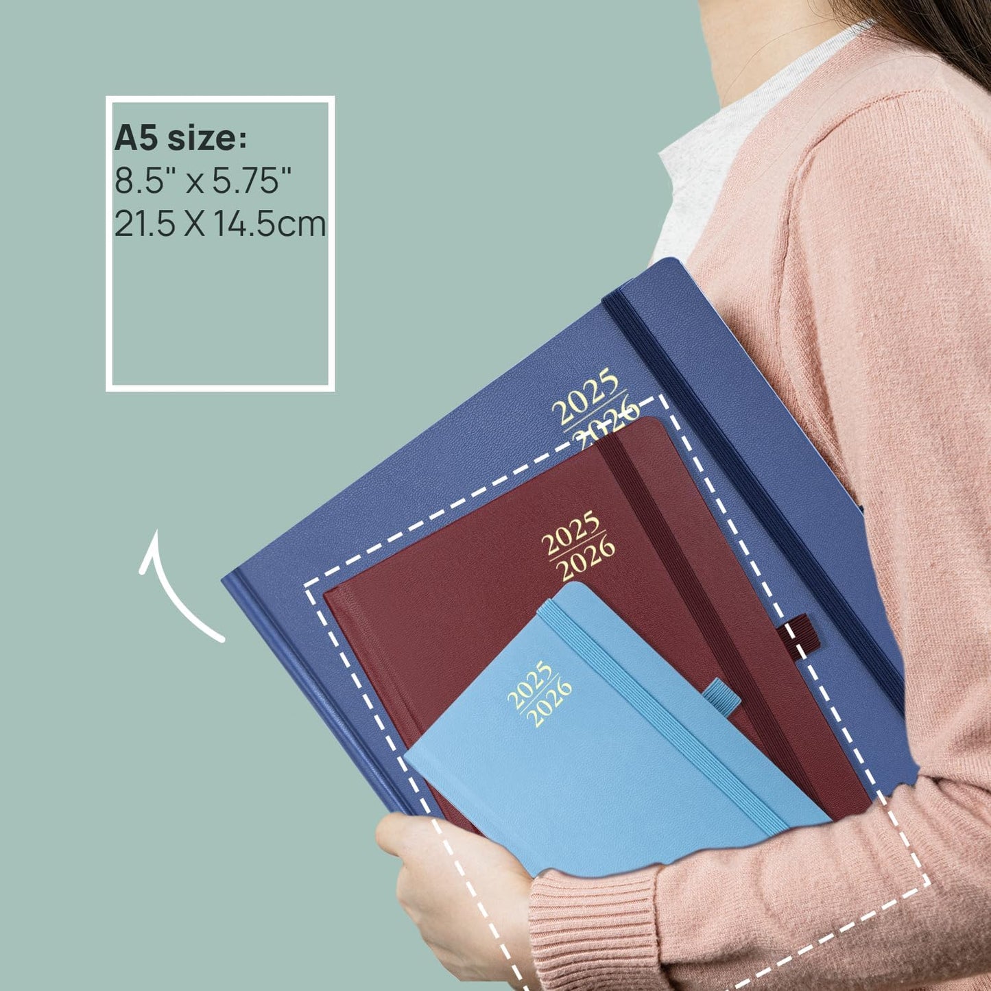 POPRUN 2025-2026 Daily Planner One Page Per Day (Medium - 5.75'' x 8.5'') - Academic Calendar (July 2025 - June 2026), 2025 Day Appointment Book with Monthly Tabs, Hardcover - Burgundy