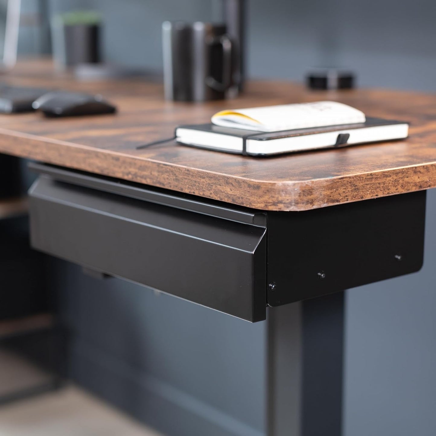 VIVO 16 inch Under Desk Slide Out Drawer with Power Strip for Charging, Storage Organizer, Black, DESK-DR16-BP