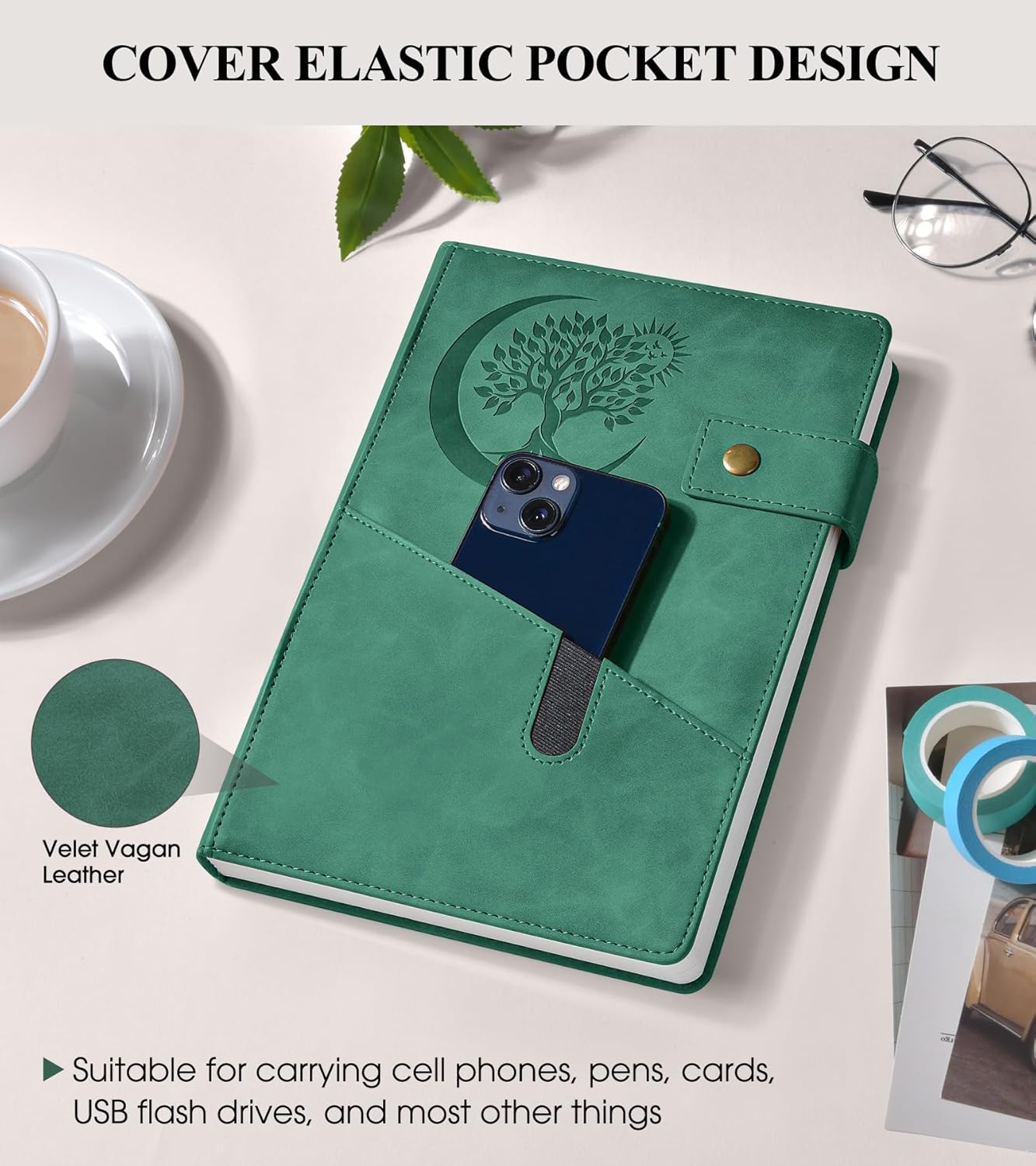 365 Page Thick Lined Journal Notebook for Men Women, B5 Large Leather Journals for Writing, Hardcover Notebooks for Work, School, Note Taking, Business, Travel Diary, College Ruled 7.6" x 10"