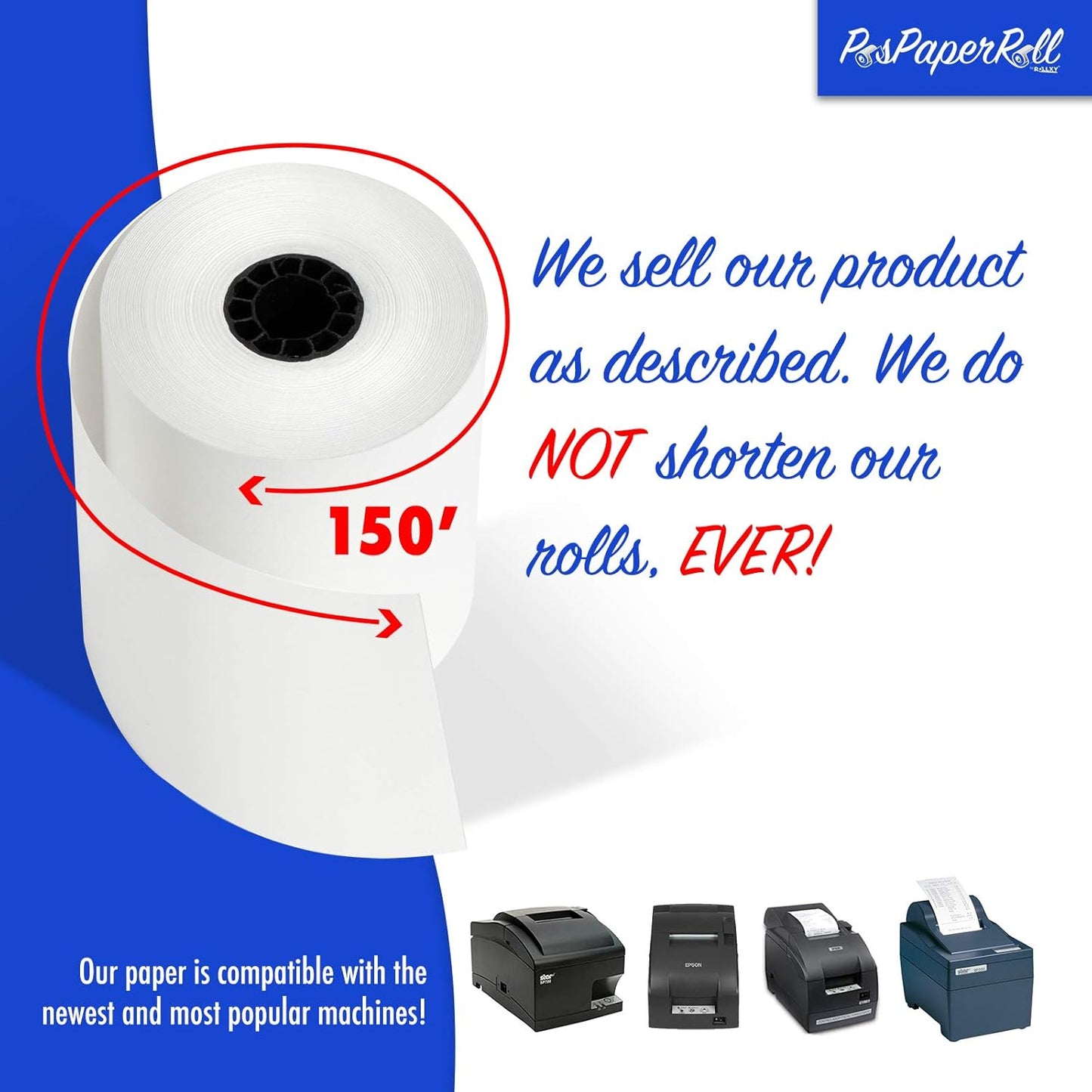 3" x 150' 1-Ply Bond Paper (50 rolls/case) Kitchen Printer Receipt Paper