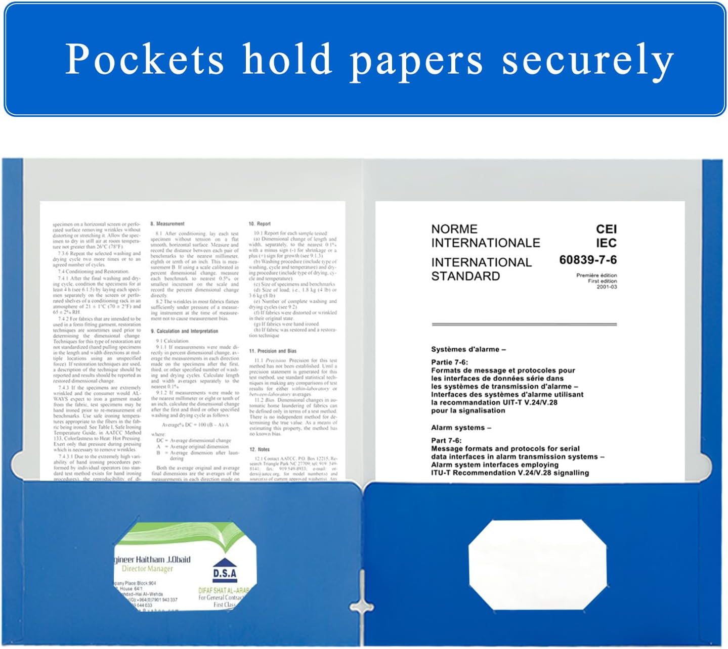 Zzrywuty File Folders with Pockets Letter Size, 50-Pack Paper Folders with Card Slot, Two Pocket Folders for School Students, Businessmen, Home and Office Workers（Blue）