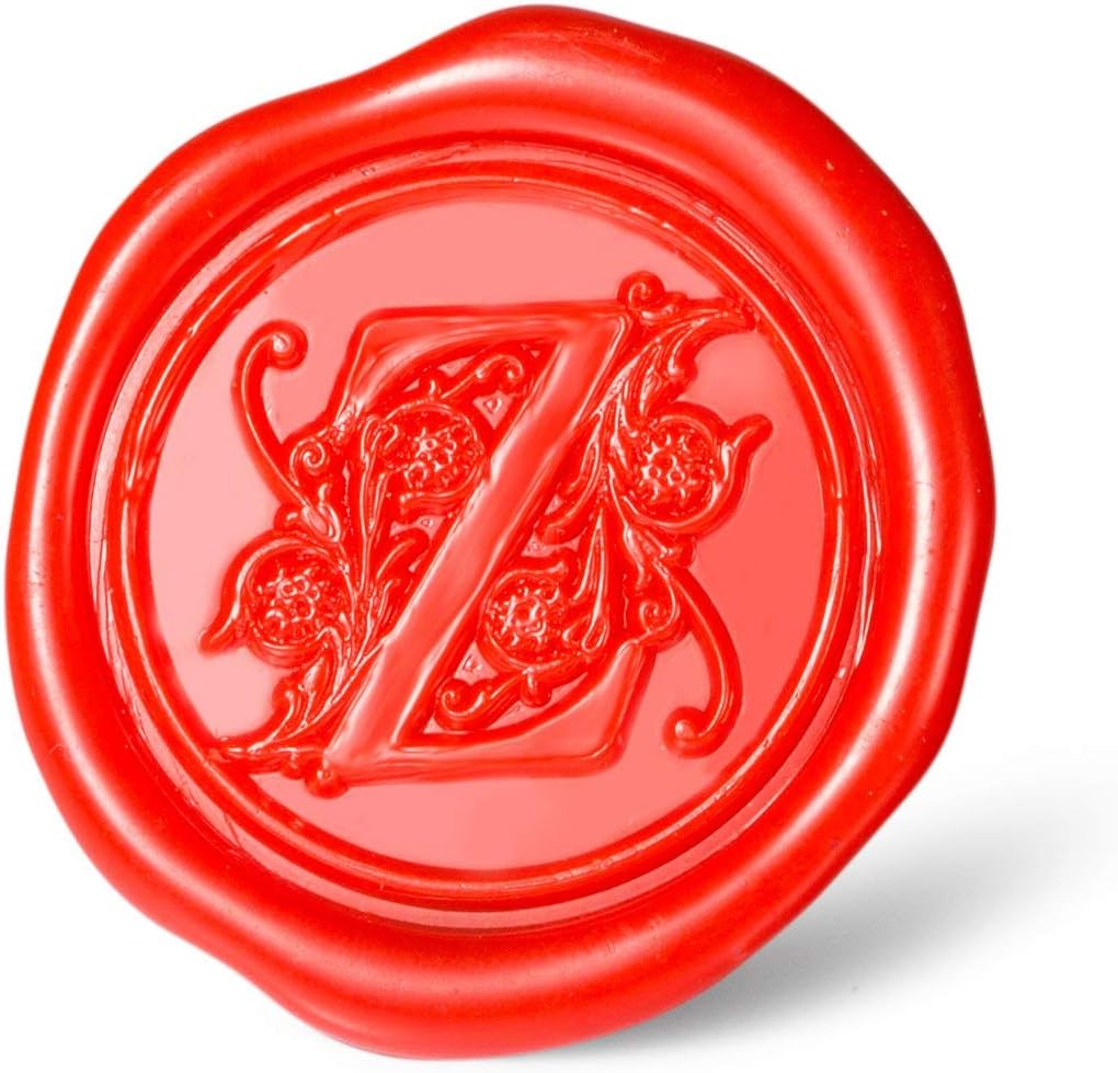 Mceal Wax Seal Stamp, Large Seal 1 1/5"(30mm) Dia, Silver Brass Head with Wooden Handle, Regal Letter A to Z Series (Letter Z)