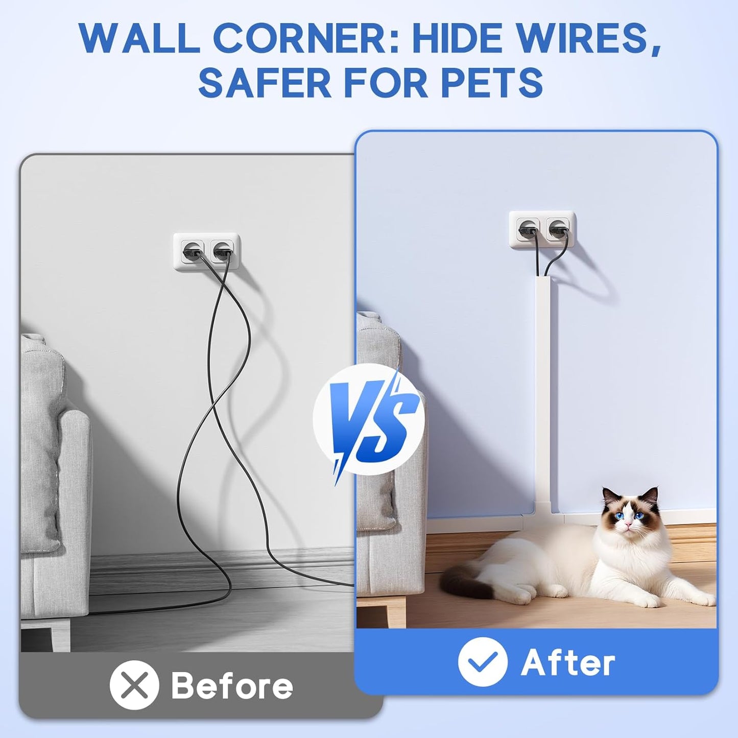 315in Cord Hider Kit, Paintable Cable Raceway, Cord Covers for Wires on Wall, Cord Hider for Wall Mount tv, tv Cable Hider Wall kit, Wire Covers for Cords, W0.96in X H0.57in, White