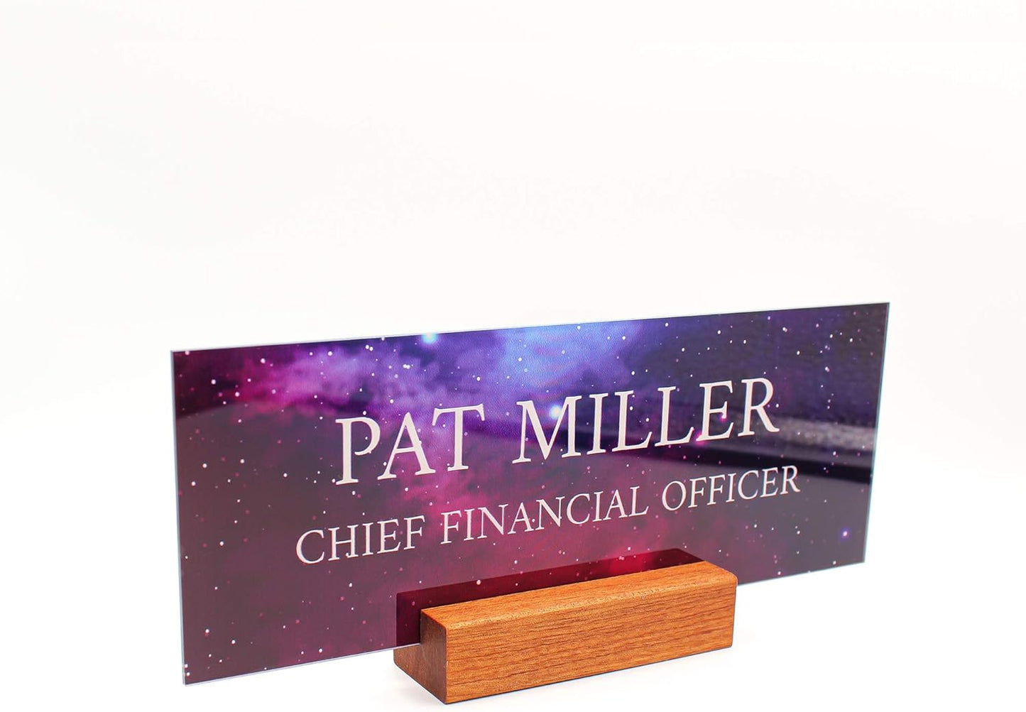 Office Desk Name Plate Personalized | Custom Name Plates for Desks on Acrylic Glass Decor | Office Desk Decor Nameplate | Desk Accessories | Galaxy Sky - (8"x3")