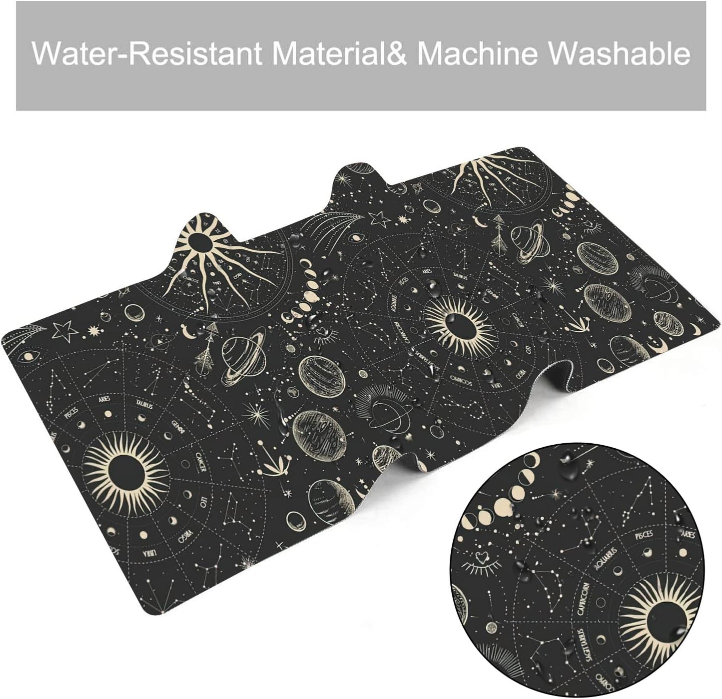 Vintage Moon Phases Extended Gaming Mouse Pad Large Desk Mat with Non-Slip Rubber Base and Stitched Edges,Keyboard Mouse Mat Desk Pad for Work,Game,Office,Home 35.4 * 15.7 Inch