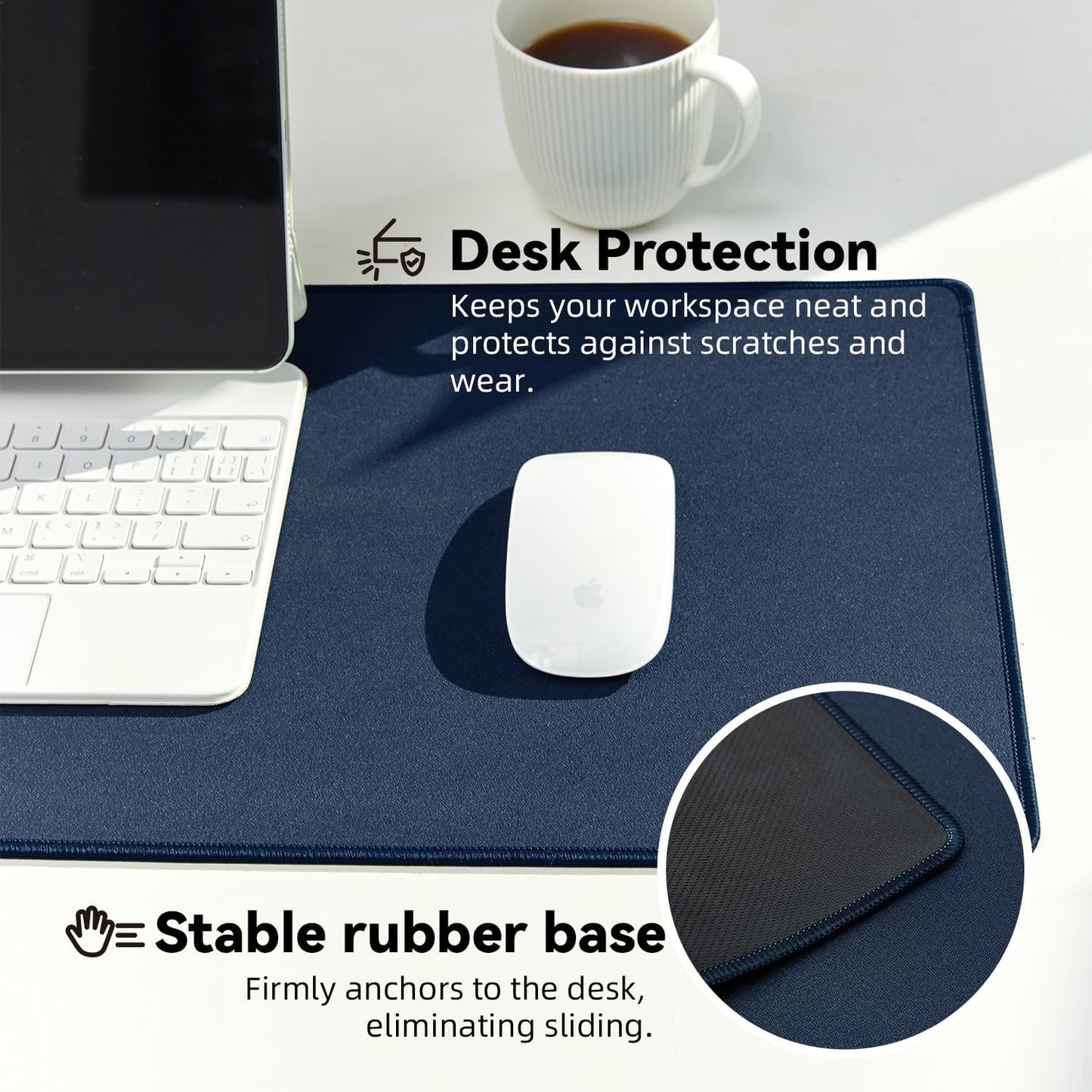 Waterproof Large Gaming Mouse Pad with Durable Stitched Edges, Non-Slip Rubber Base, Smooth Surface Mouse Mat Desk Pad for Home Office Gaming, 27.5"x11.8"x0.08", Dark Blue