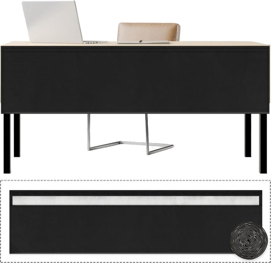 59" Under Desk Privacy Panel with Cable Management Organizer Sleeve Self-Adhesive Modesty Panel for Cord Organizer Pockets and Desk Skirt for Home Office or Standing Workstation