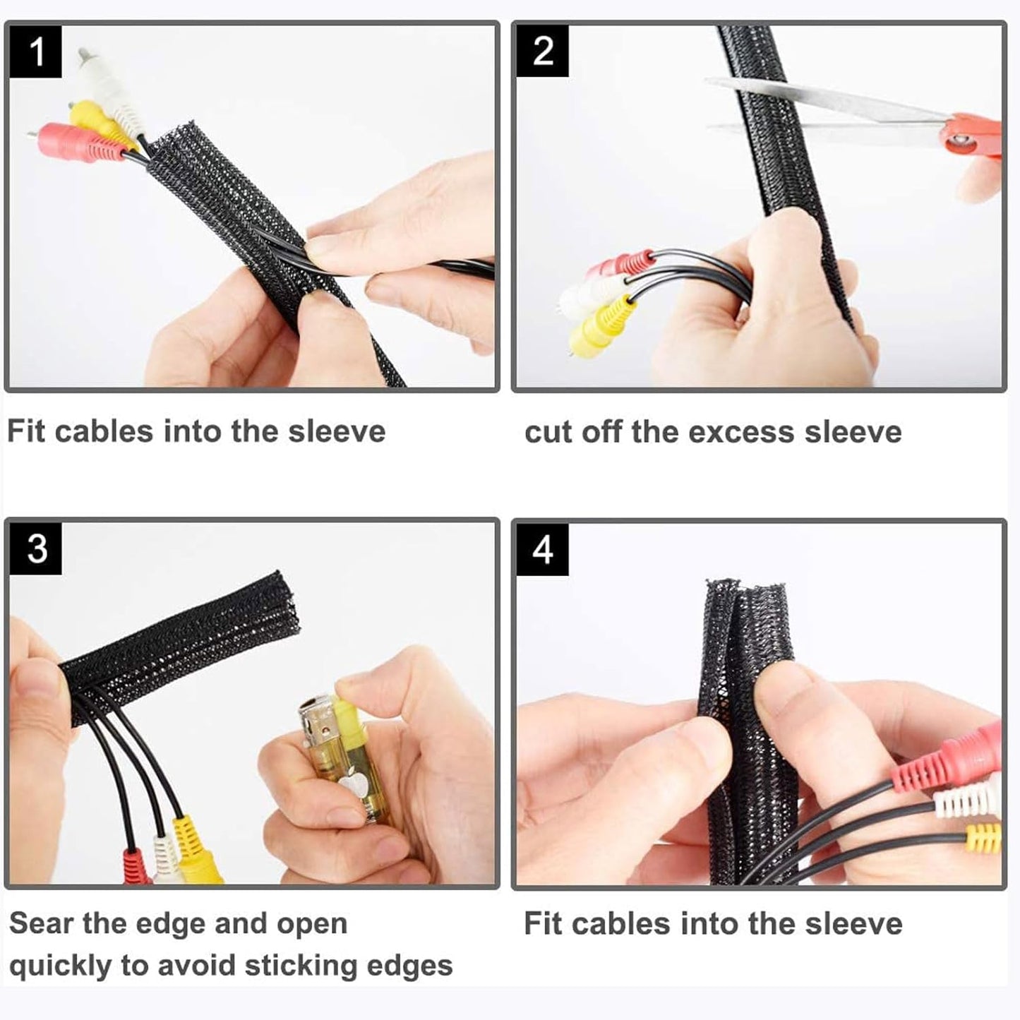 50ft – 1" Split Wire Loom Tubing Cable Sleeve – Braided Cord Protector for Power Cords, Audio Video Cables, USB, Automotive Wiring – Pet Chew Resistant, Flexible Wire Organizer – Black