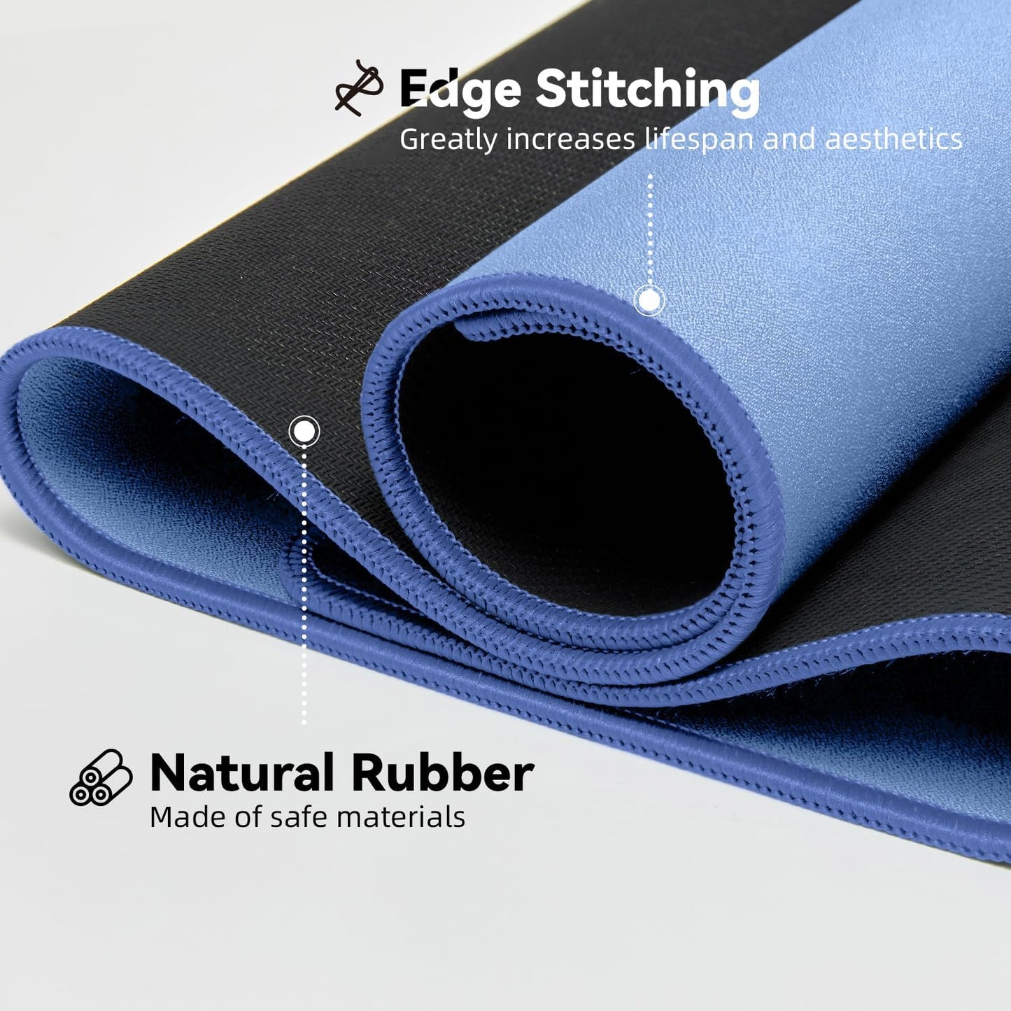 Waterproof Large Gaming Mouse Pad with Durable Stitched Edges, Non-Slip Rubber Base, Grainy Jacquard Mouse Mat Desk Pad for Home Office Gaming, 31.5"x11.8"x0.12", Blue