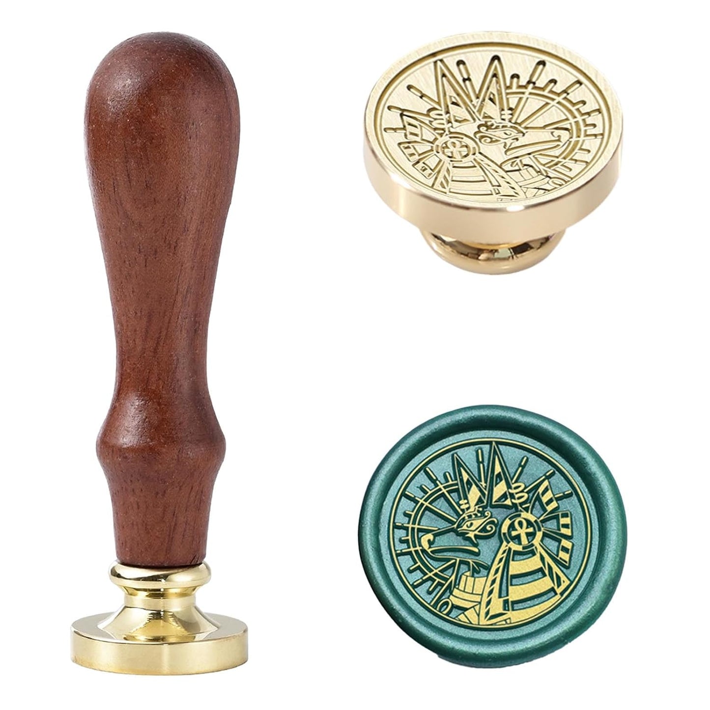 Brass Anubis Wax Seal Stamp - Ancient Egyptian Mythical, Removable, DIY & Scrapbooks