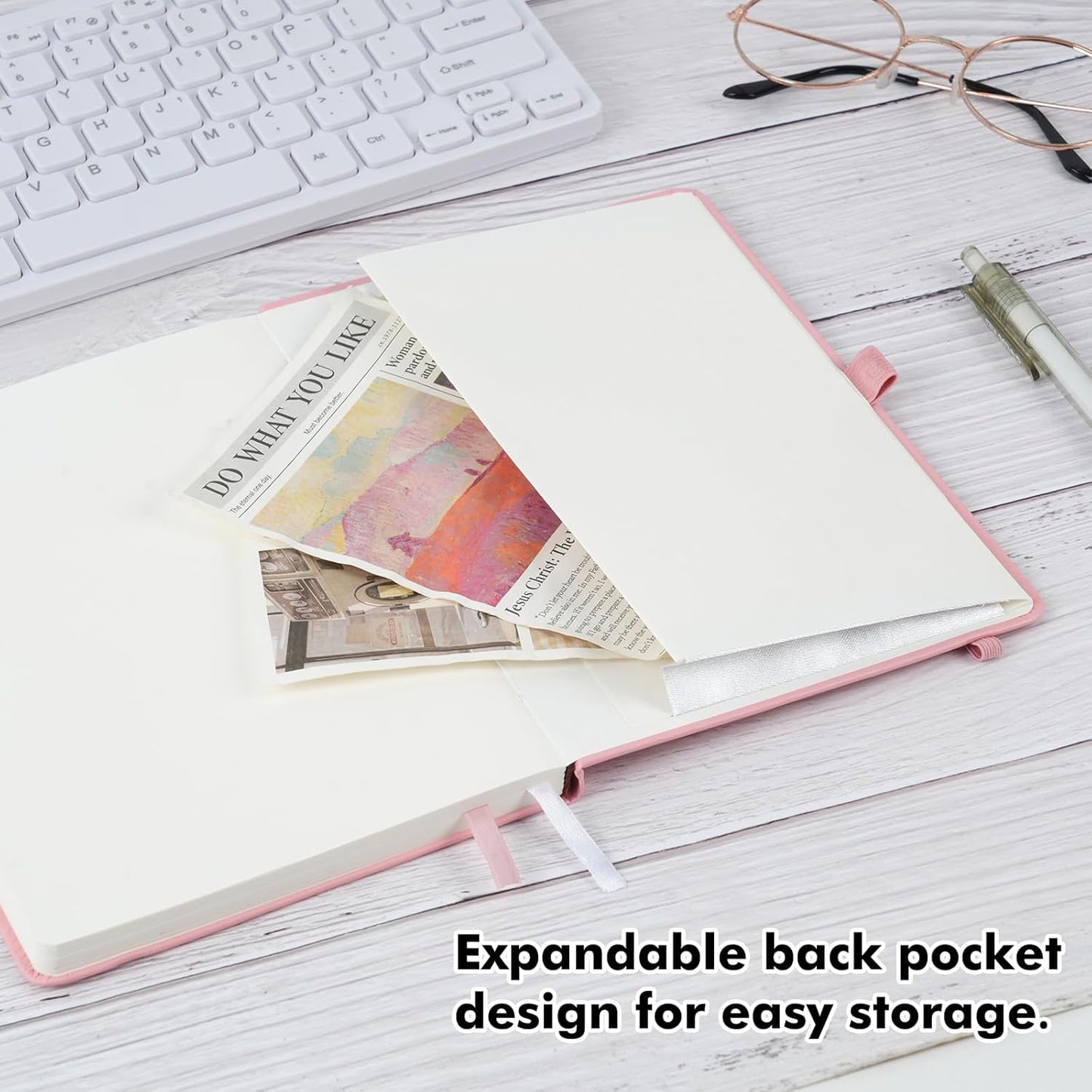 EOOUT Blank Journal Notebook for Women, A5 160 Pages Leather Hardcover Notebooks for Writing, Sketch, Drawing, 100gsm Paper, 5.7 X 8.3in (Pink)