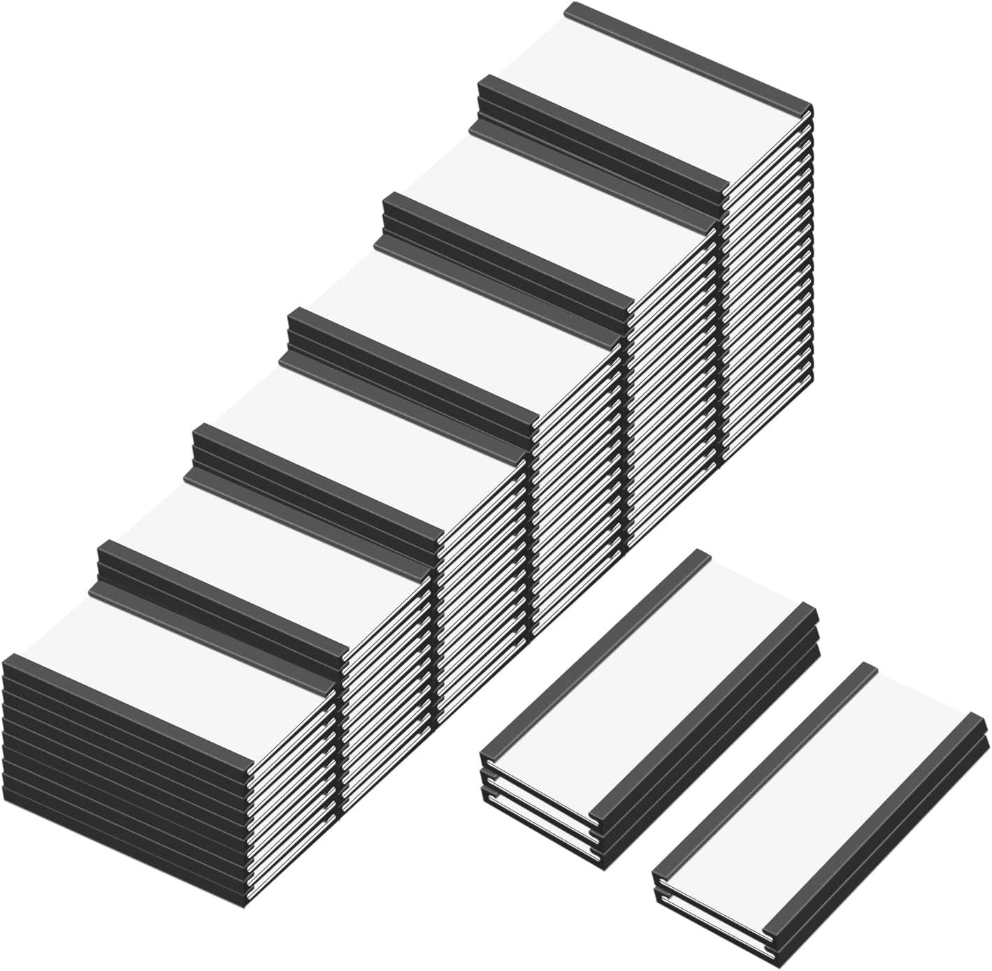 C Channel Magentic Label Holders 1x2 Inch with Paper Inserts and Clear Plastic Protectors,Magnetic Data Card Holders File Cabinet Labels,Pack of 50