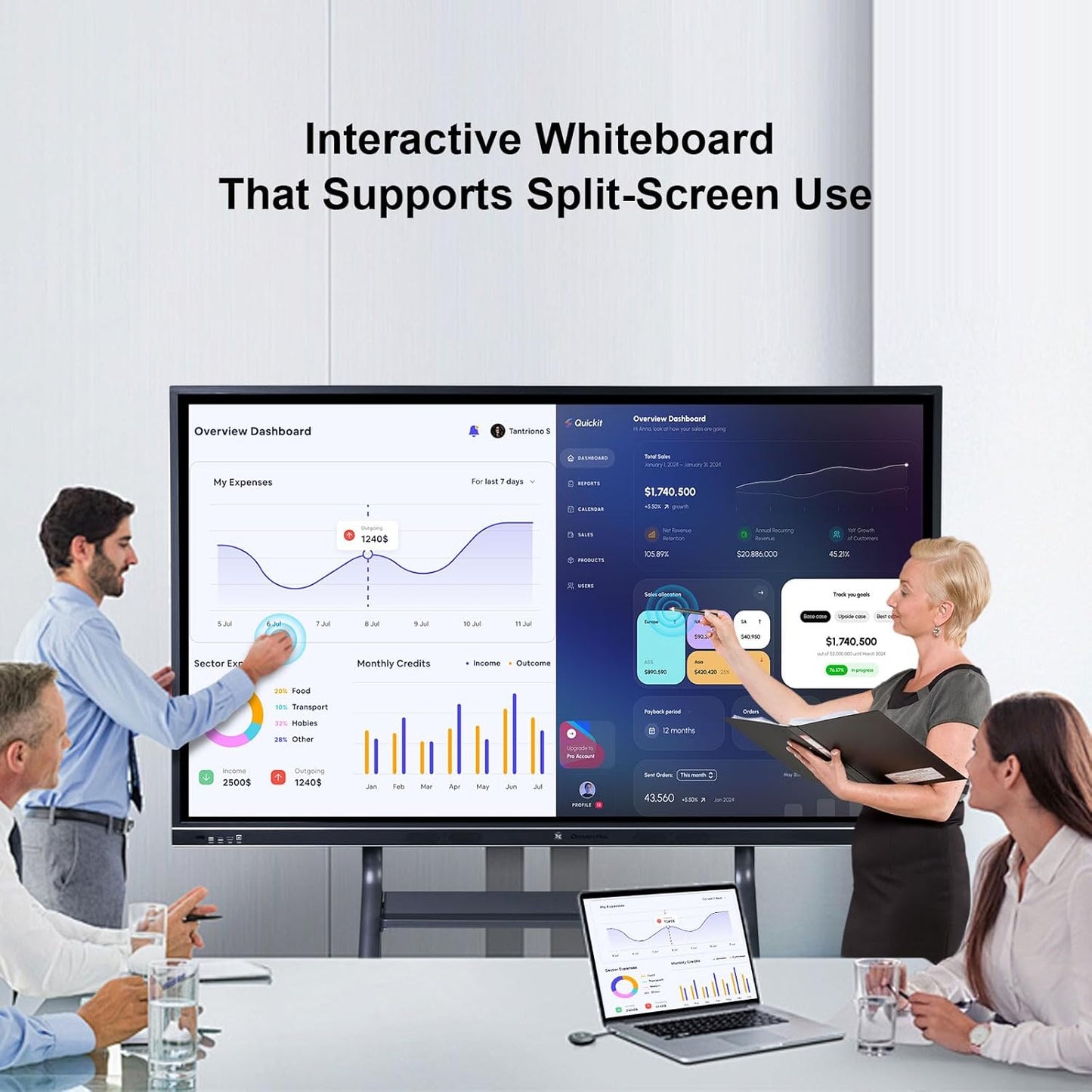 86″ Smart Board, 4K UHD Touchscreen Interactive Whiteboard with Dual System, 16+512GB Digital Whiteboard Display for Classroom, Home and Business Office, Google EDLA Certified (Wall Mount Included)