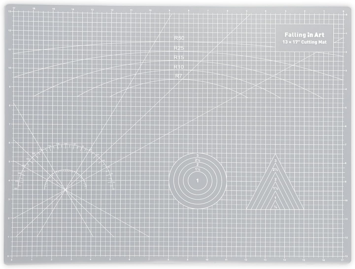 Falling in Art Self Healing Cutting Mat, 13x17" Cutting Mats for Sewing, Double-sided 5-Ply Fabric Cutting Board for Crafting, Quilting and Sewing Projects, White