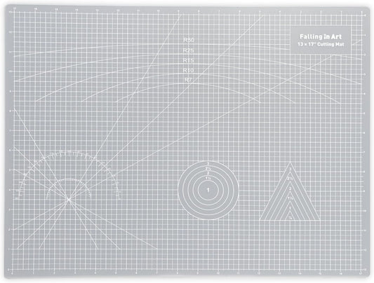 Falling in Art Self Healing Cutting Mat, 13x17" Cutting Mats for Sewing, Double-sided 5-Ply Fabric Cutting Board for Crafting, Quilting and Sewing Projects, White