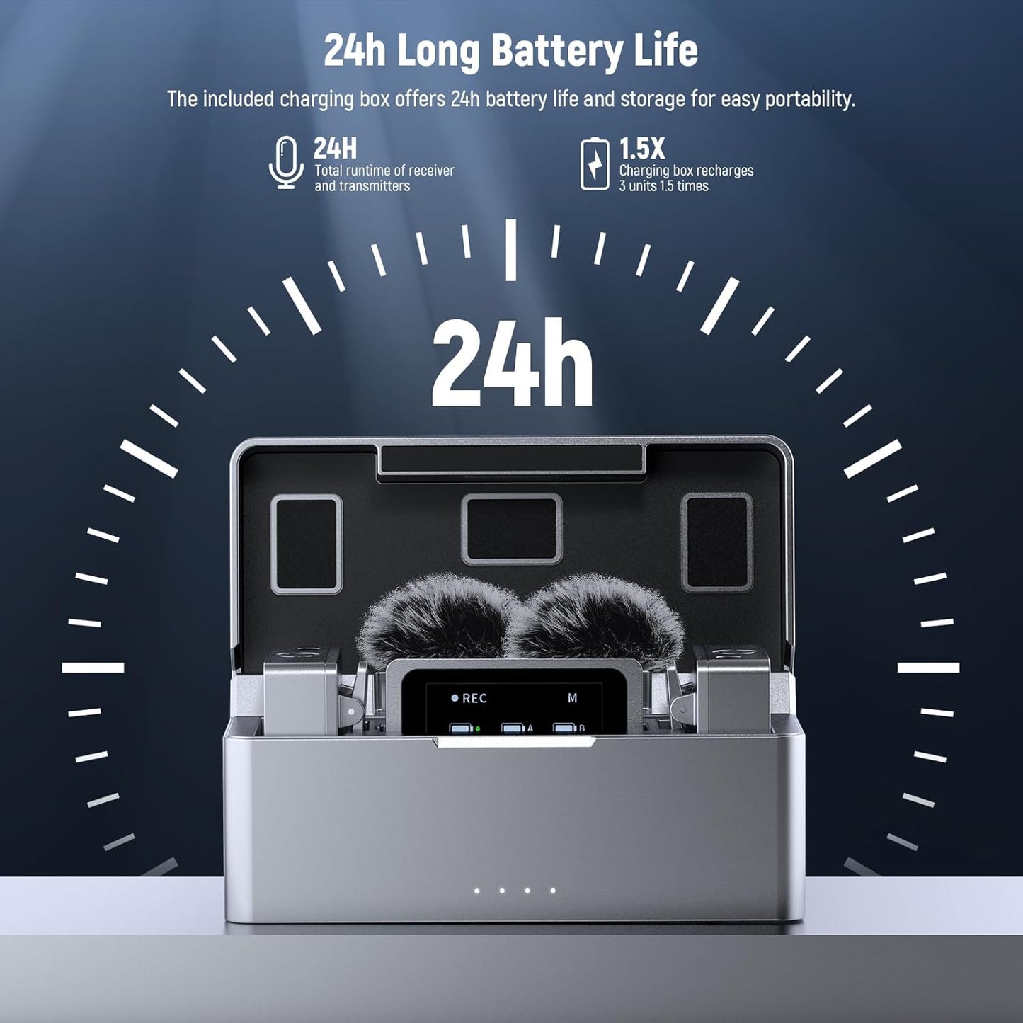 Neewer CM31 Wireless Lavalier Microphone with 8GB Storage 820ft Range 48KHz 24Bit Noise Cancelling Compatible with iPhone iPad Android PC Camera YouTube/TikTok Stream Podcast Interview