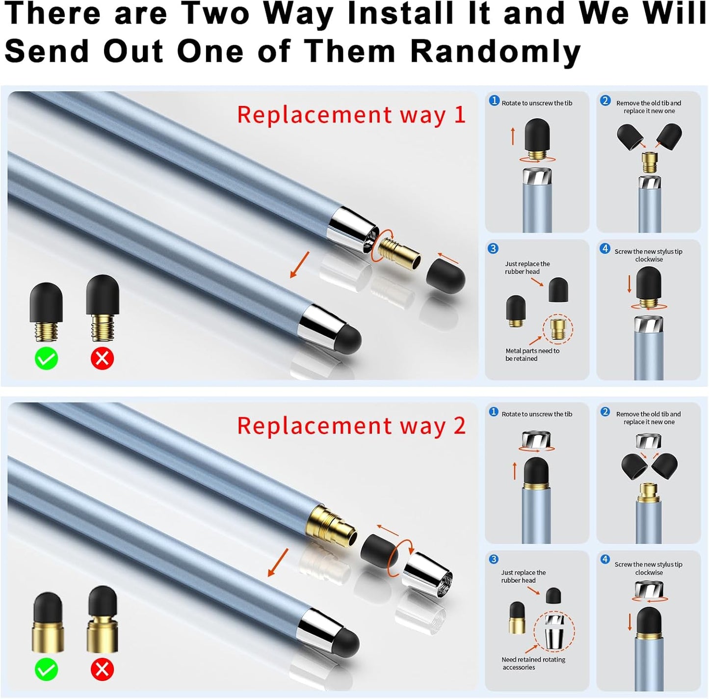 Stylus Pen for Touchscreen,5 PCS Stylus,2-in-1 Stylus Pen for iPad, High Sensitivity Precision Suitable for Touch Screens of iPhone/ipad/Android Tablet(Silver/Blue/Rose Gold/Purple/Light Green)