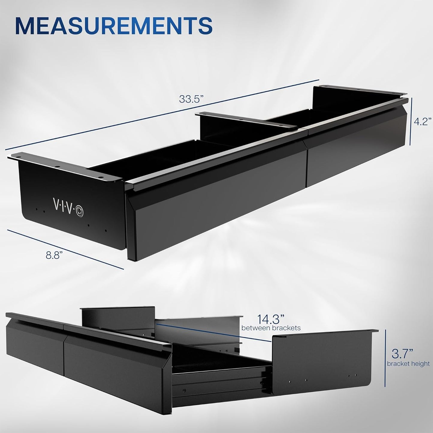 VIVO 32 inch Under Desk Slide Out Drawer Set without Shell, Home Office Storage Organizer, 2 Drawers - 16 inches Each, Black, DESK-AC03A-2B