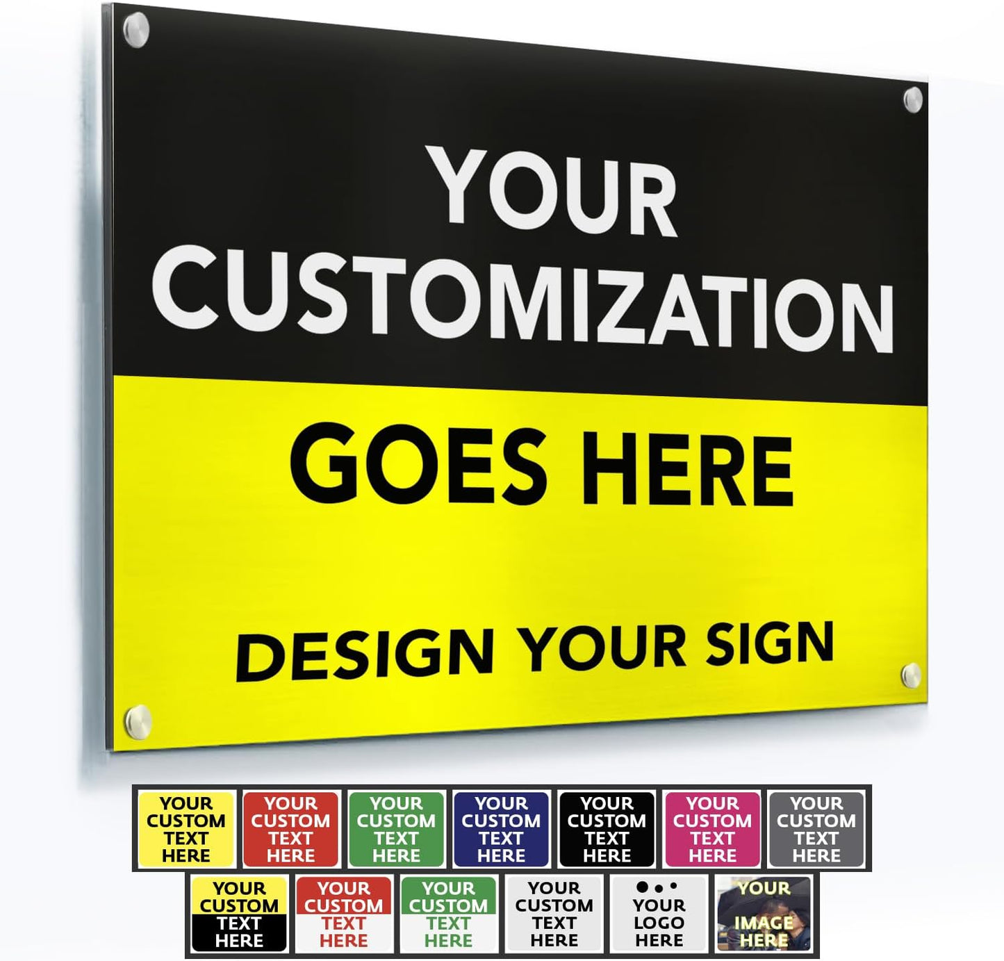 SPEEDYORDERS Custom Outdoor Metal Signs, Personalized Aluminum Signs, Customized Safety Signs, Metal Business Signs, Waterproof Outdoor Business Signs, White Aluminum (Black & Yellow, 10x7 In)