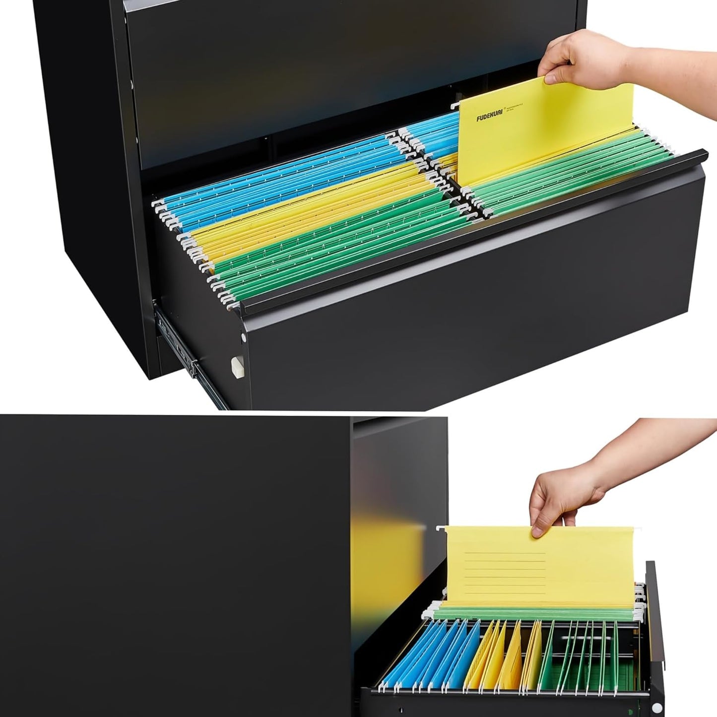 SISESOL 2 Drawer Lateral File Cabinet with Lock and Shelf,71" Black Filing Storage Cabinet with Doors,Locking Metal Storage Cabinets with Drawers for Home,Office,Garage,School,Fit A4/Letter/Legal File