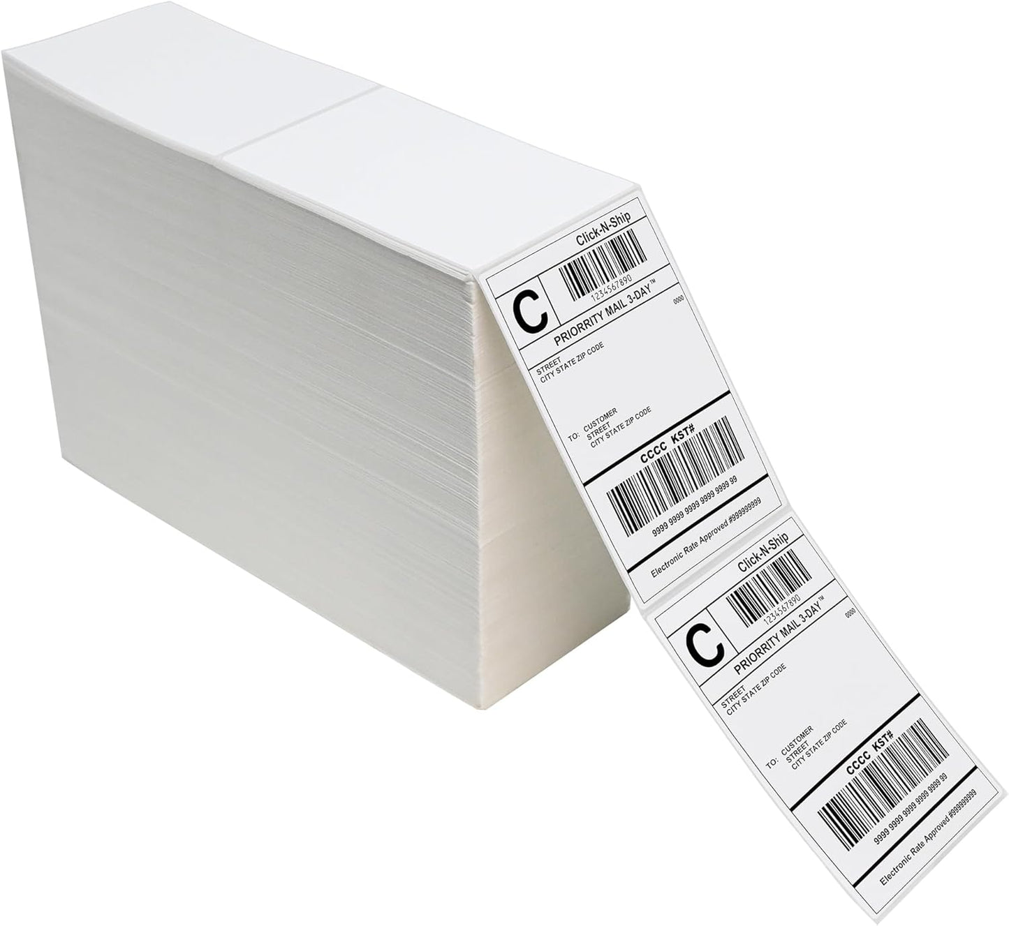 L LIKED 4000 Fanfold 4 x 6 Direct Thermal Shipping Labels, with Perforated Line, Compatible with Zebra & Rollo Printer, White, Commercial Grade