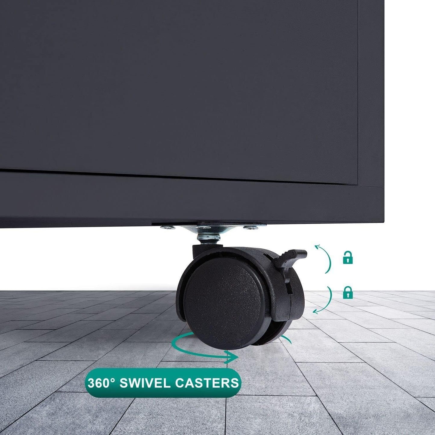 Naomi Home 7 Drawer Office File Cabinet, Storage File cabinets for Home Office, Office Organization Filing Cabinet with Wheels, Printer Stand with Storage, 180 lbs Capacity – Black