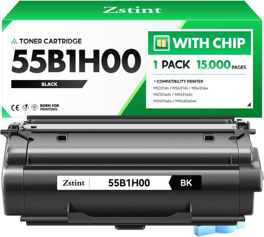 55B1H00 Toner Cartridge with Chip Replacement for Lexmark 55B1H00 55B1000 Compatible with Lexmark MS331 MS431 MX331 MX431 MS431dn MS331dn MS431dw MX331adn MX431adn MX431adw MX432adwe Laser Printer Ink