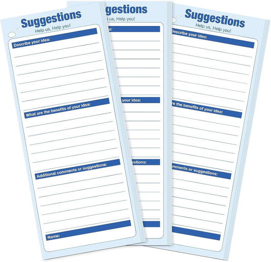 KYODOLED 250-Sheet Suggestion Cards for Suggestion Drop Box, 3.15” x 8.5” Blank Suggestion Form for Customer Feedback, Comment, Improvement for Small Businesses Supplies, Restaurants, Church