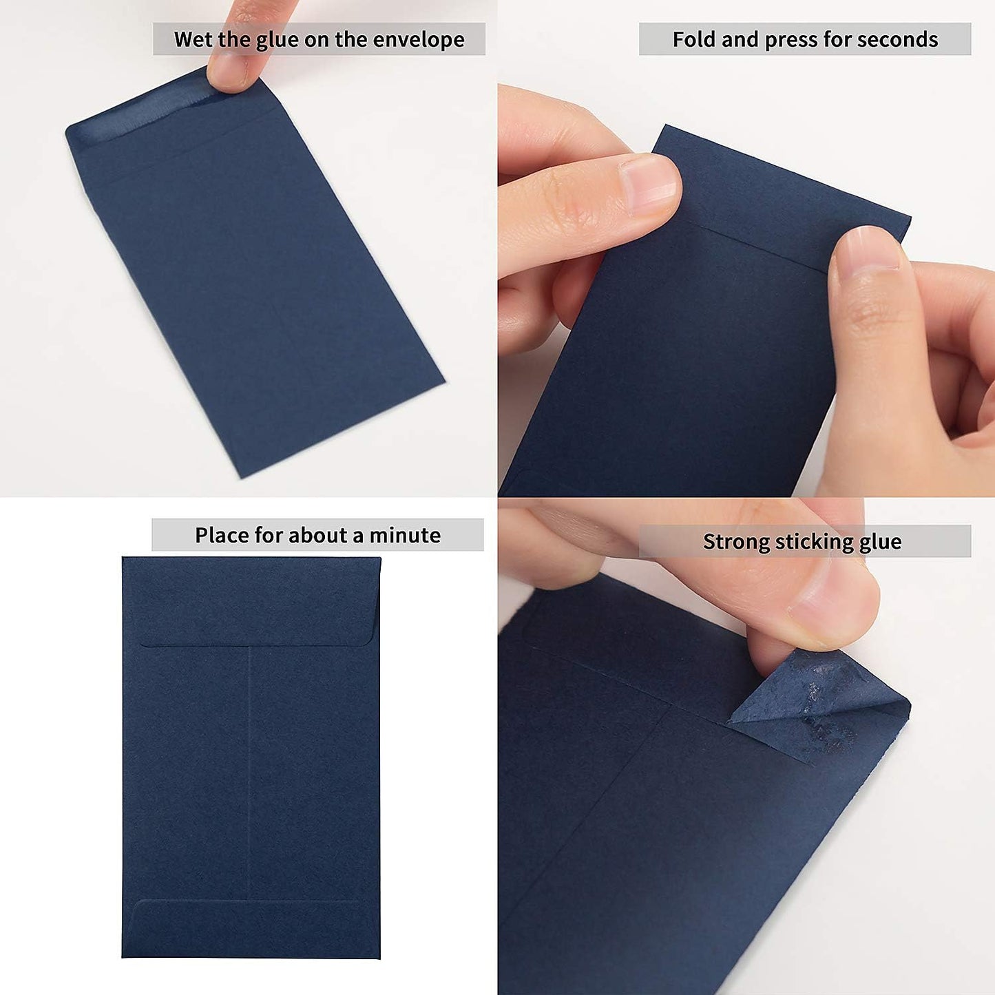 200 Pack Small Coin Envelopes Kraft Paper Seed Envelopes Mini Parts Small Items Stamps Storage Packets Envelopes Self-Adhesive for Garden, Office or Wedding Gift, (2 1/4 x 3 1/2 Inch, Navy Blue)