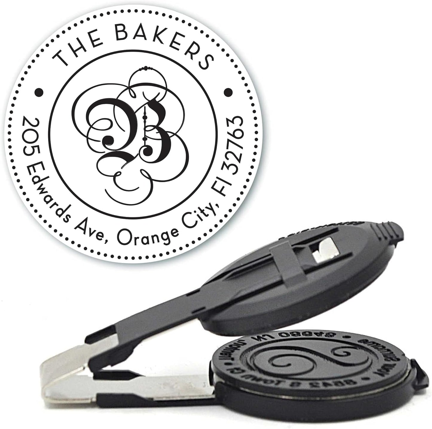 Custom Monogram Address Embosser - Personalized Round Seal - Insert Only - Style EM024