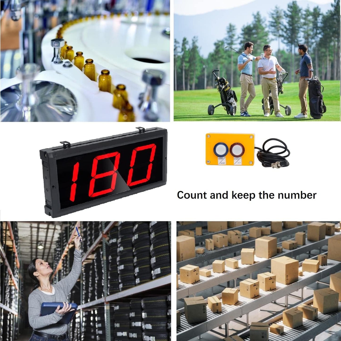 Digital Lap Counter 4 Inch Up Down with Switch Box Remote Red Track Shop School Factory Sports Production Line