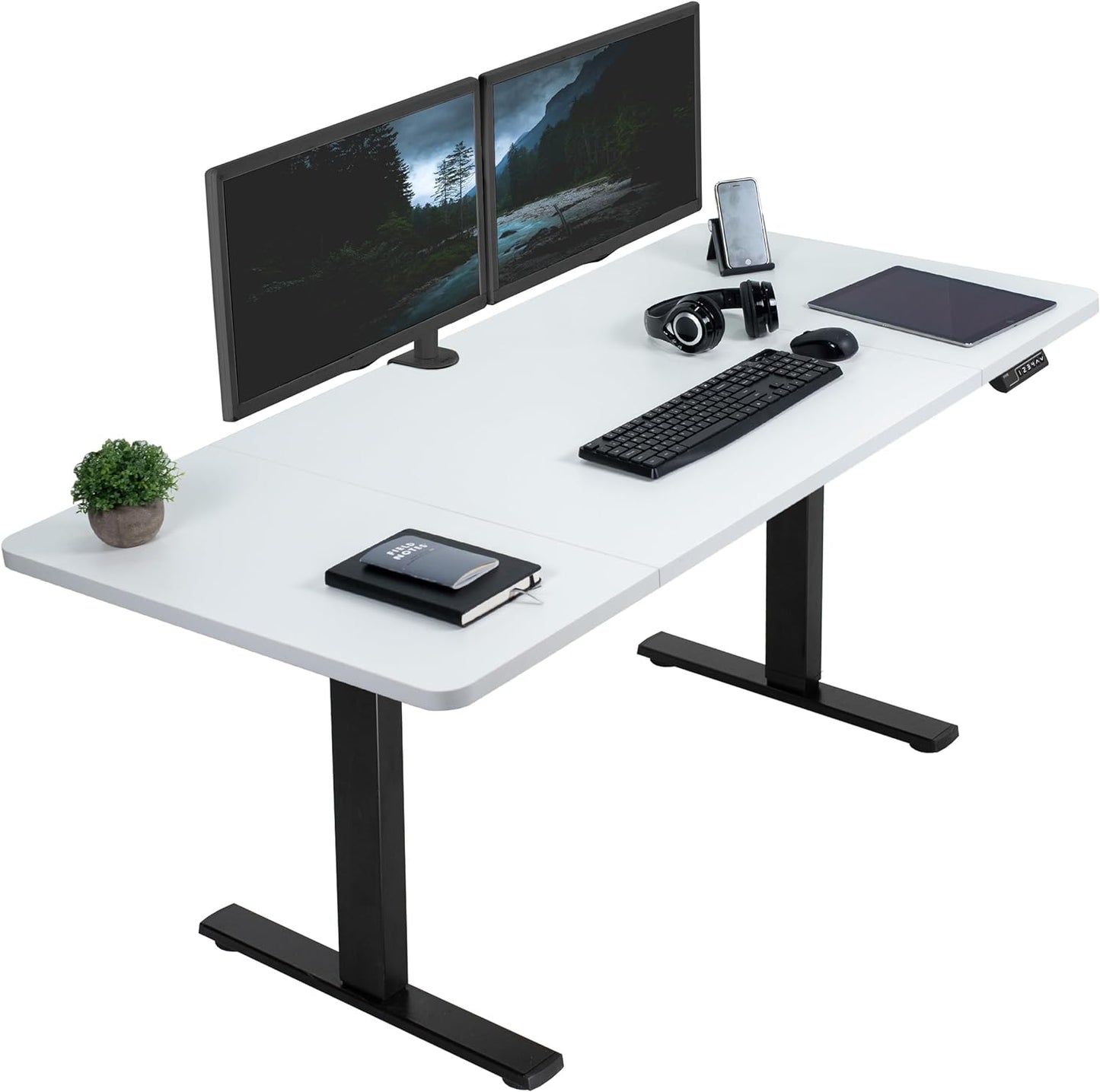 VIVO Electric 60 x 30 in Standing Desk, Memory Height Adjustment, 1B Series, White Top Black Frame, DESK-KIT-1B6W-30
