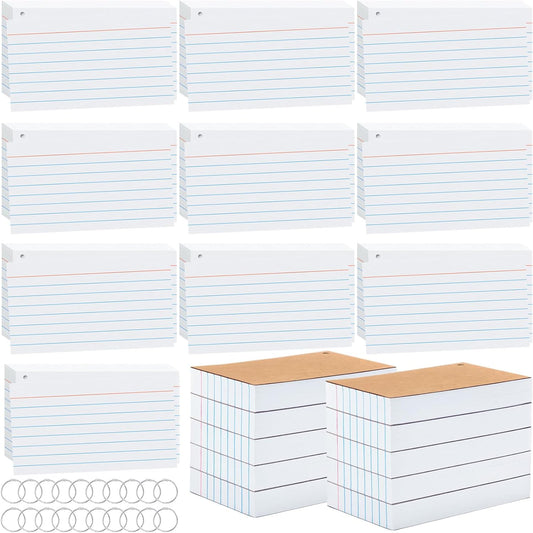 2000 PCS Index Cards 3x5 Inches White Flash Cards with Ring Lined Flashcards Ruled Index Cards Notecards Study Cards Note Cards for Studying Learning School College, White