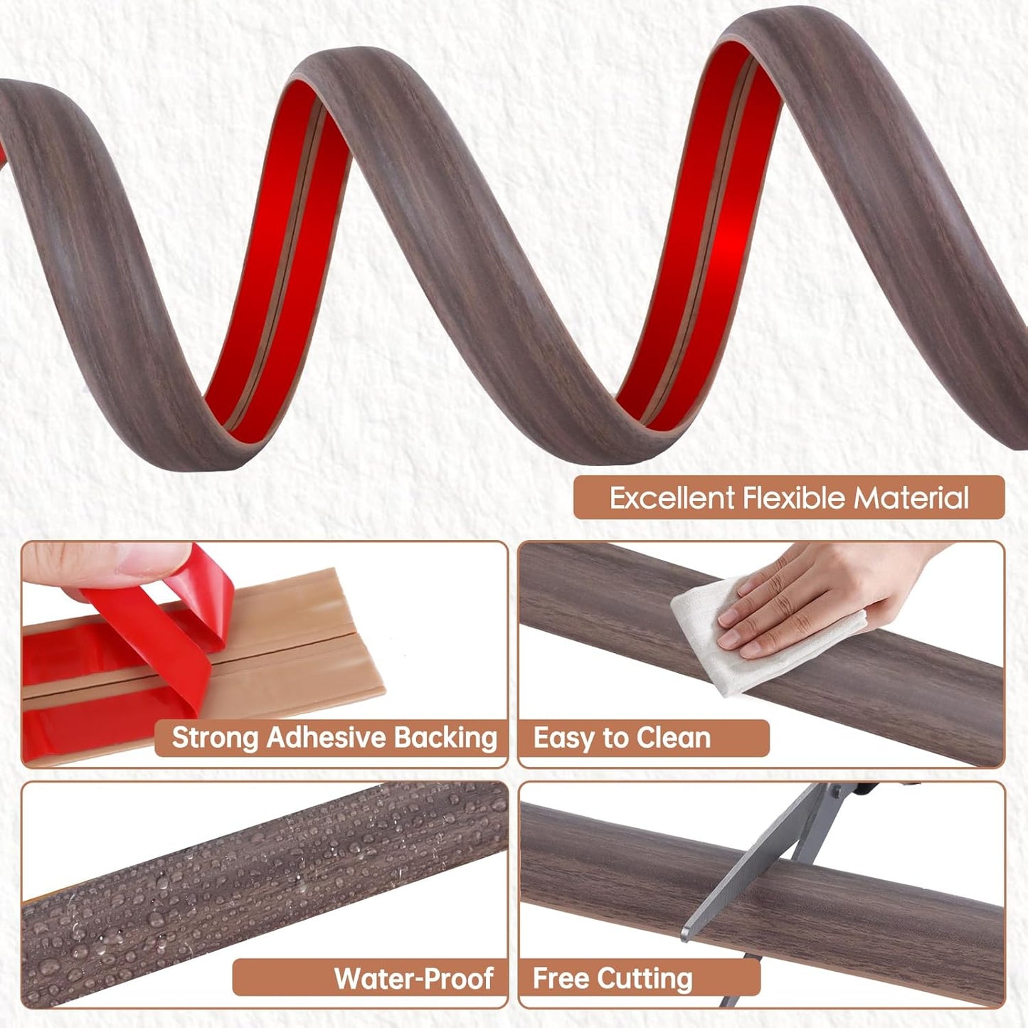 Floor Cord Cover for Wires on Floor Self Adhesive Cord Hider Floor Cable Management Wire Covers for Cords Protector Prevent Cable Trips Cord Cavity W 0.59" x H 0.31", Grayish Brown Wood, 10Ft