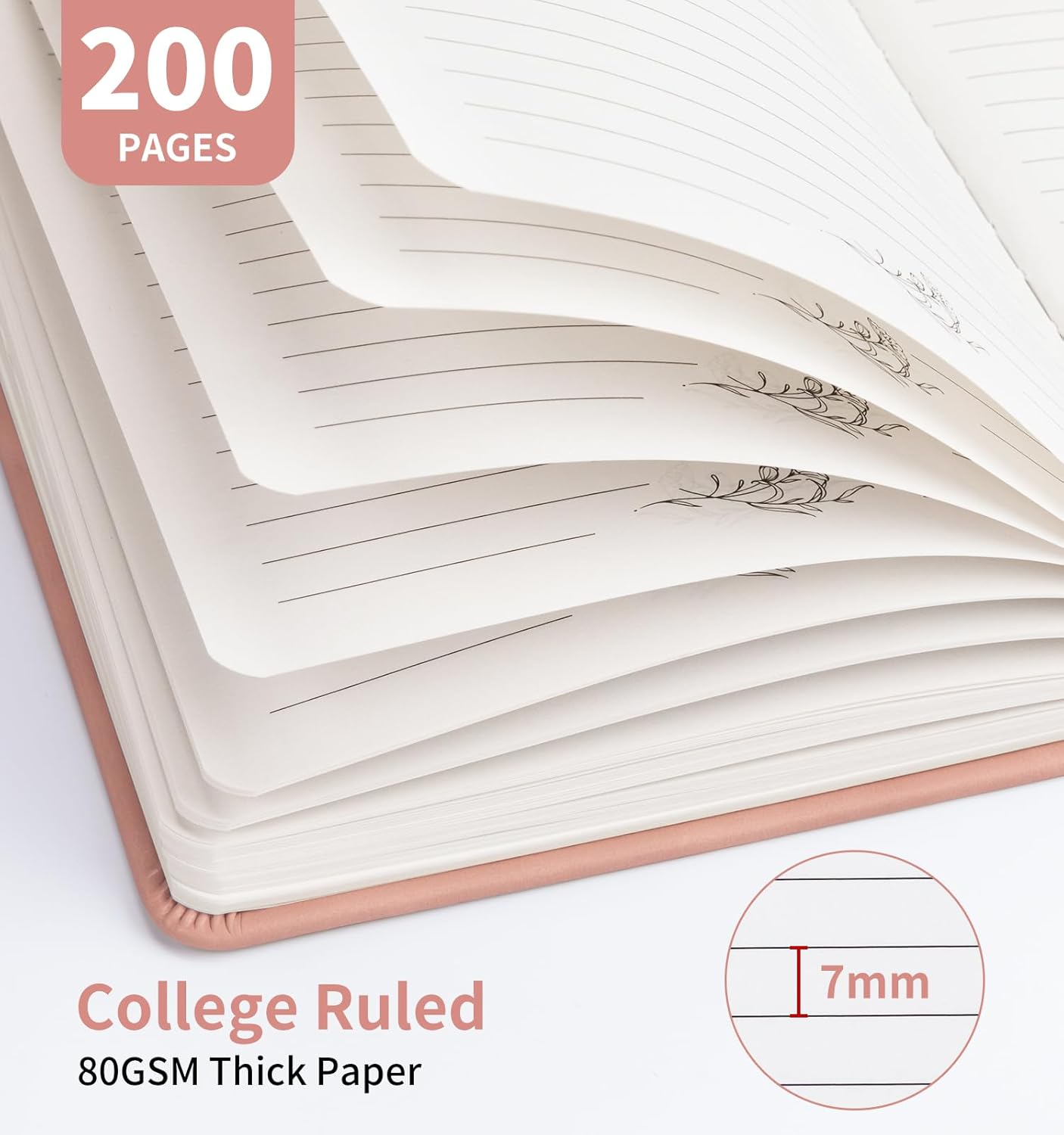 Lined Journal Notebook For Women, 200 Pages A5 Hardcover Leather Journals For Writing College Ruled Notebook For Work School Note Taking Business Diary Notepad 5.7‘' X 8.3''-Pink