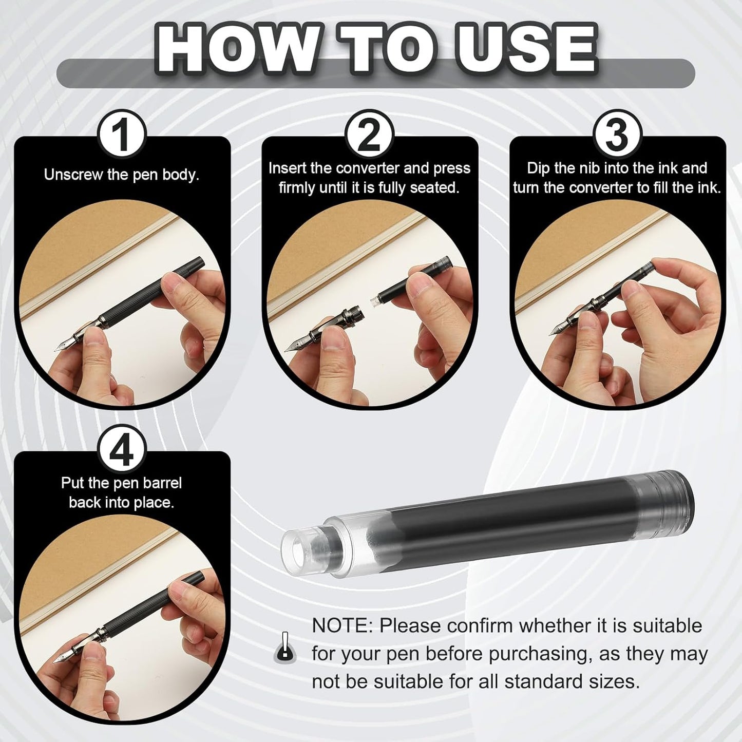 PATIKIL 60Pcs Fountain Pen Ink Cartridges, 3.4mm Bore Diameter Pen Ink Refill Standard International Refill Cartridges for Writing Business, Dark Pink