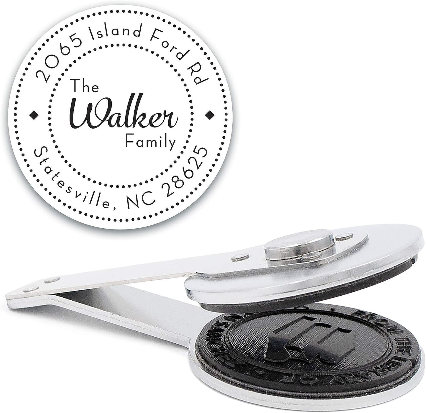 Custom Monogram Address Desk Embosser - Personalized Round Seal - Insert Only - Style EMD-023