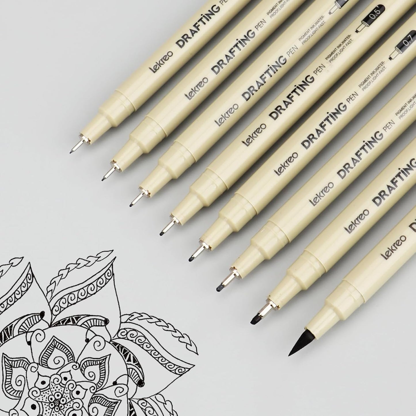 Micron 8 Counts Fineliner Pens - Archival Black Ink Pen - Assorted Points Sizes 0.05mm to 2mm Ultra Fine Tips & Brush Pens for Writing, Drawing, or Bullet Journaling (8 Point Sizes)