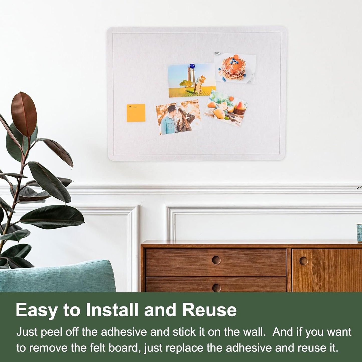 YOKIVE Felt Bulletin Board, 94.4 x 47 -Inch Foldable Decorative Pin Board Self Adhesive Felt Cork Board with 20 Pushpins, Great for Wall, Photo Display, Paste Note, Schedule(Black)